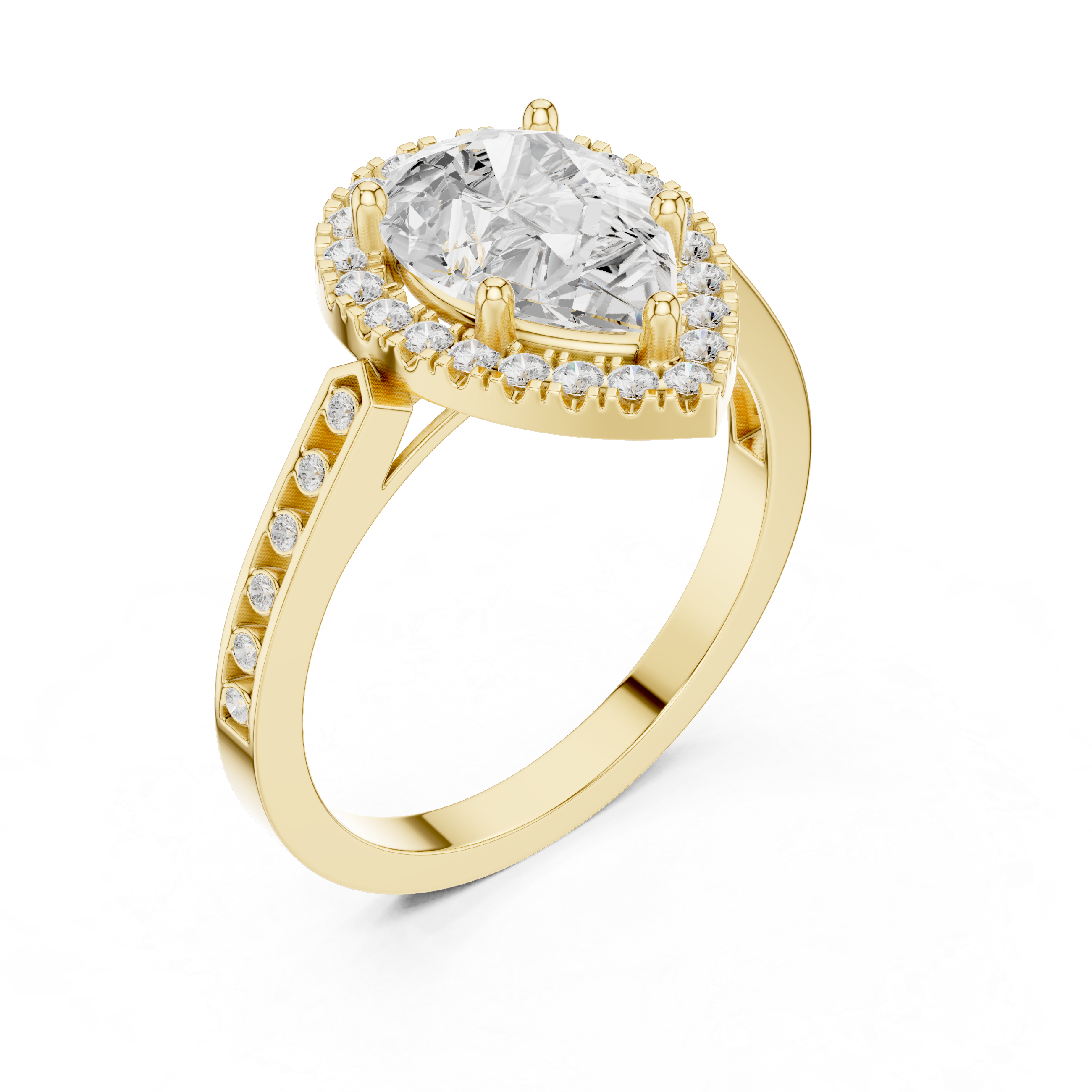 Pear-Cut Diamond Halo Engagement Ring