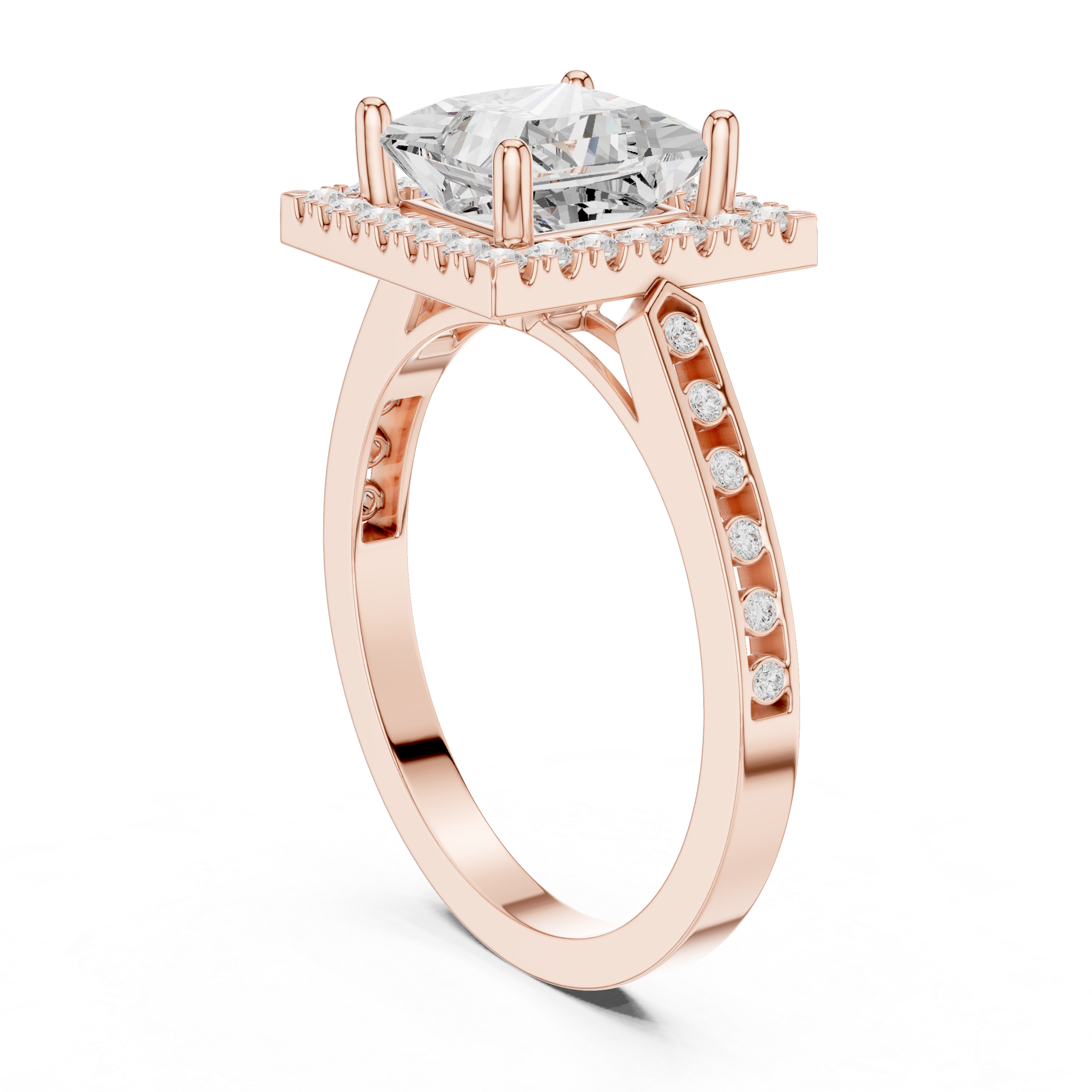 Princess-Cut Diamond Halo Engagement Ring