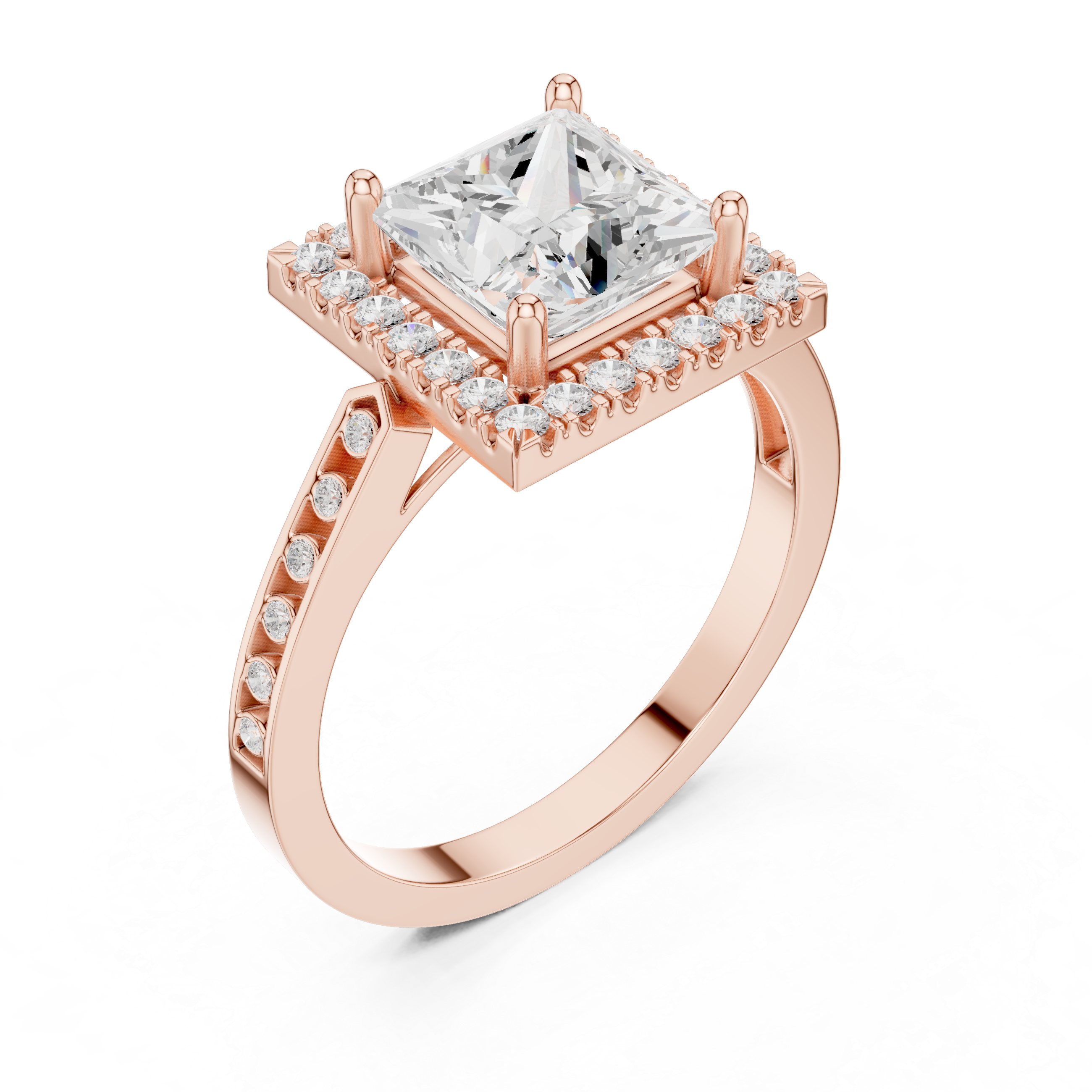 Princess-Cut Diamond Halo Engagement Ring