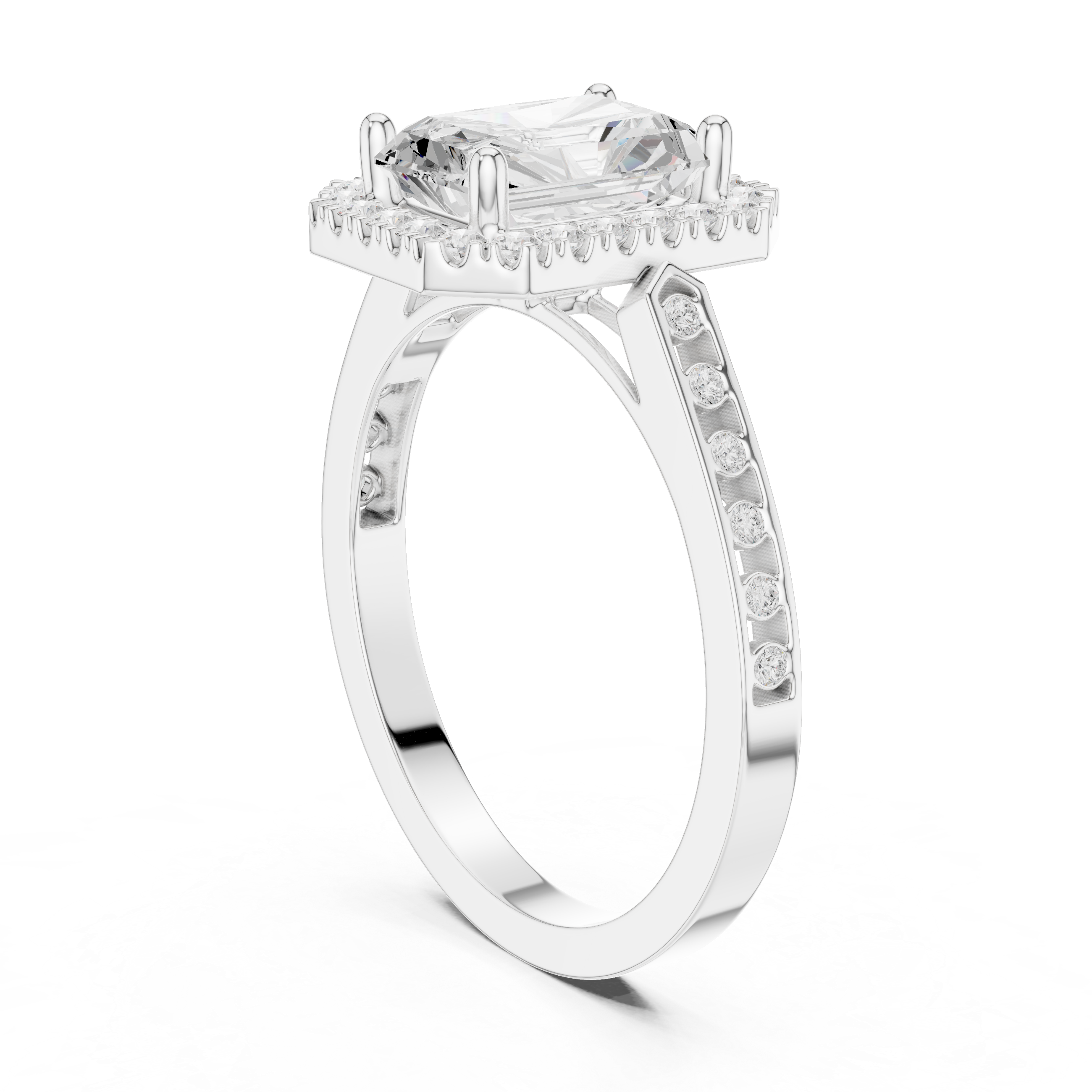 Radiant-Cut Diamond Halo Engagement Ring