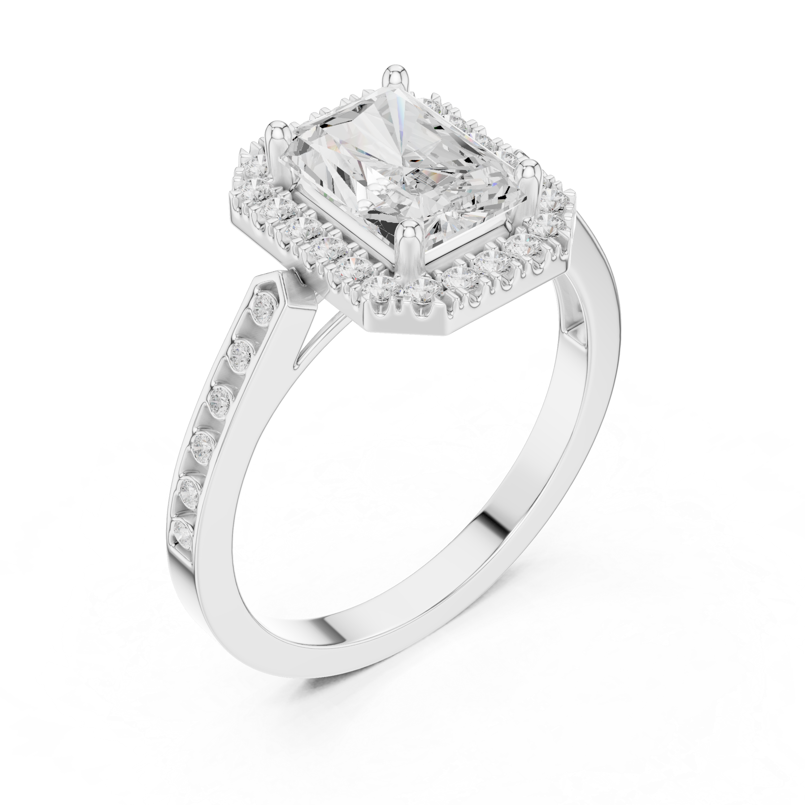 Radiant-Cut Diamond Halo Engagement Ring