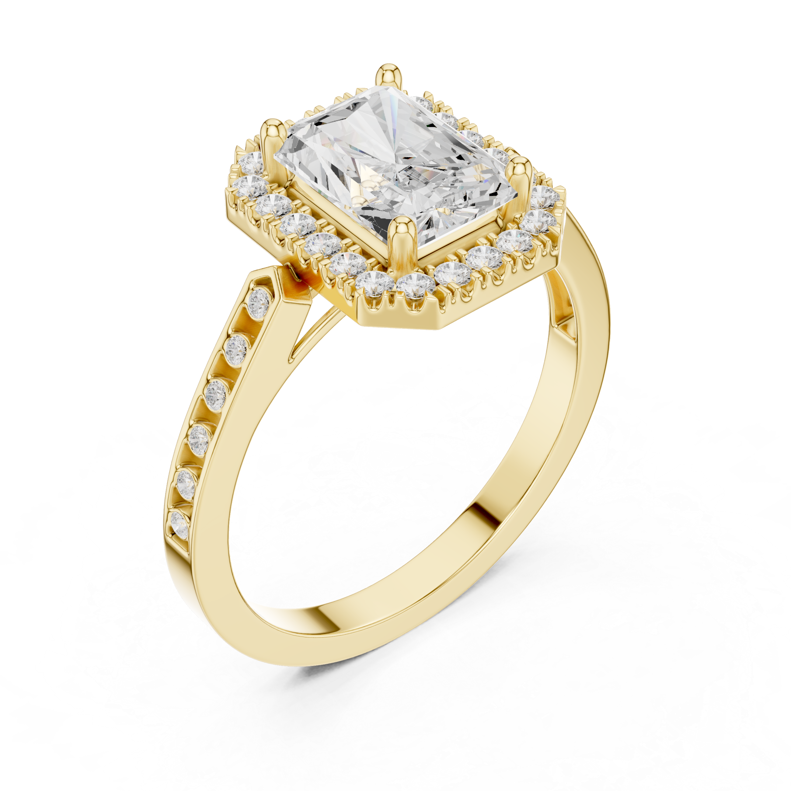 Radiant-Cut Diamond Halo Engagement Ring