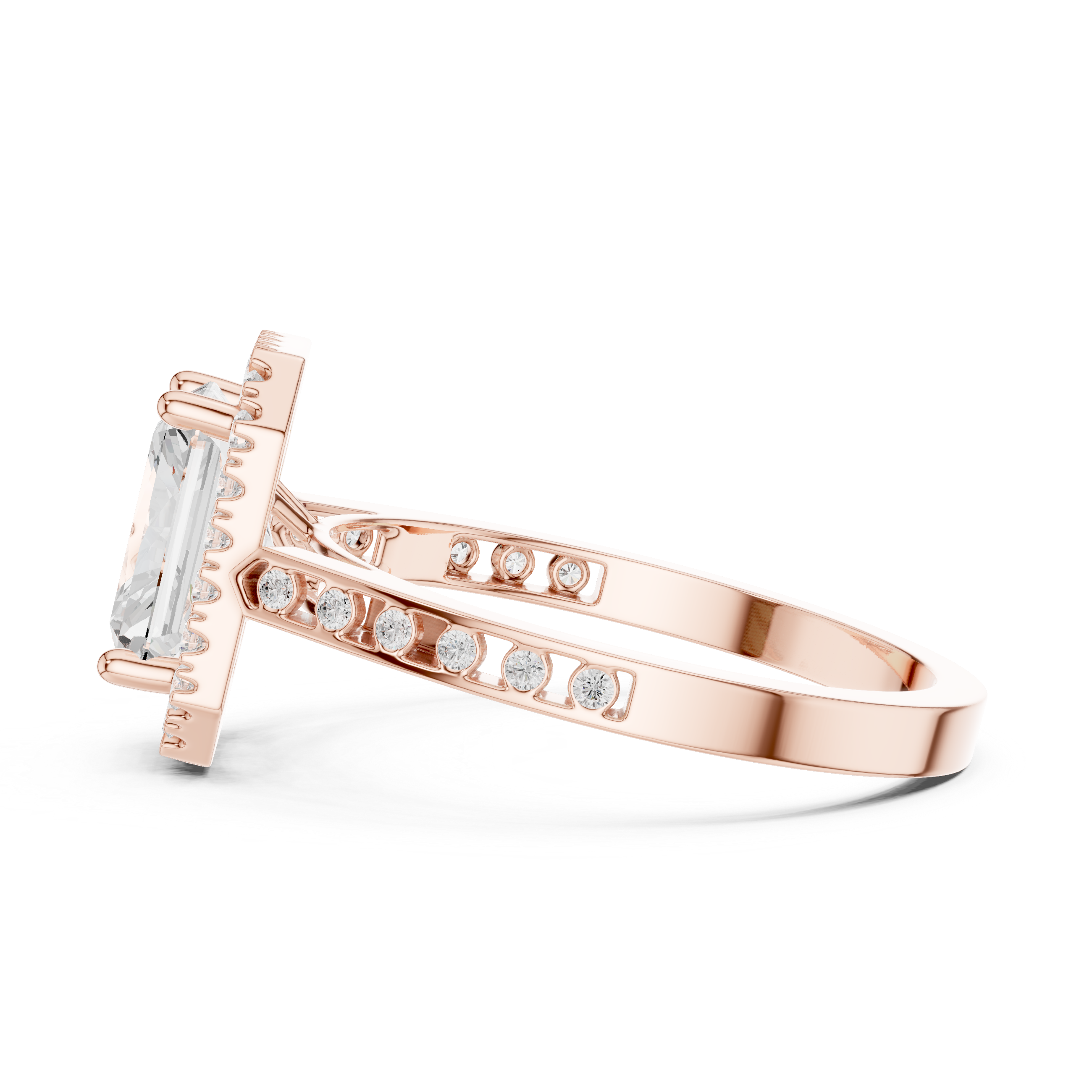 Radiant-Cut Diamond Halo Engagement Ring