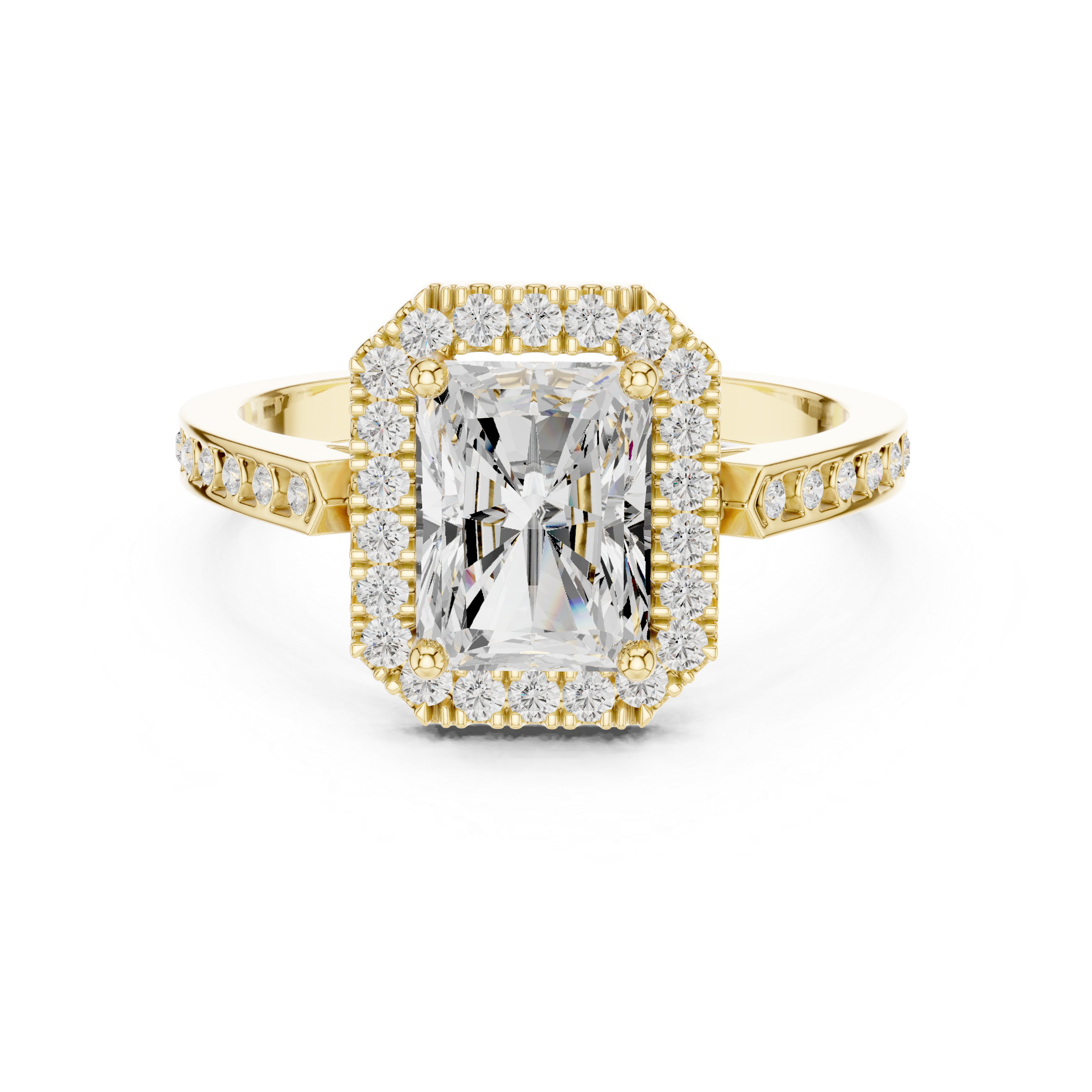 Radiant-Cut Diamond Halo Engagement Ring