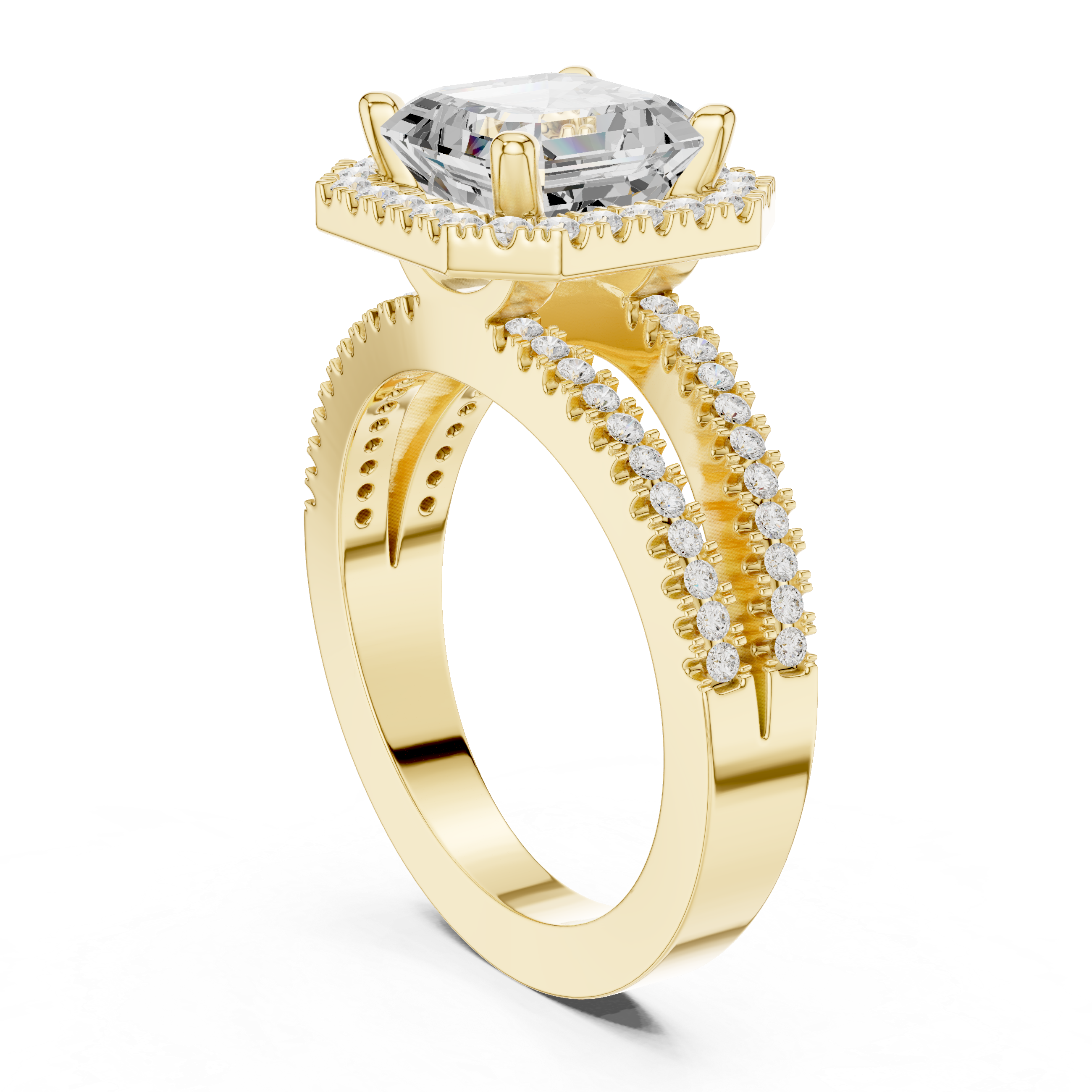 Asscher-Cut Double Halo Engagement Ring