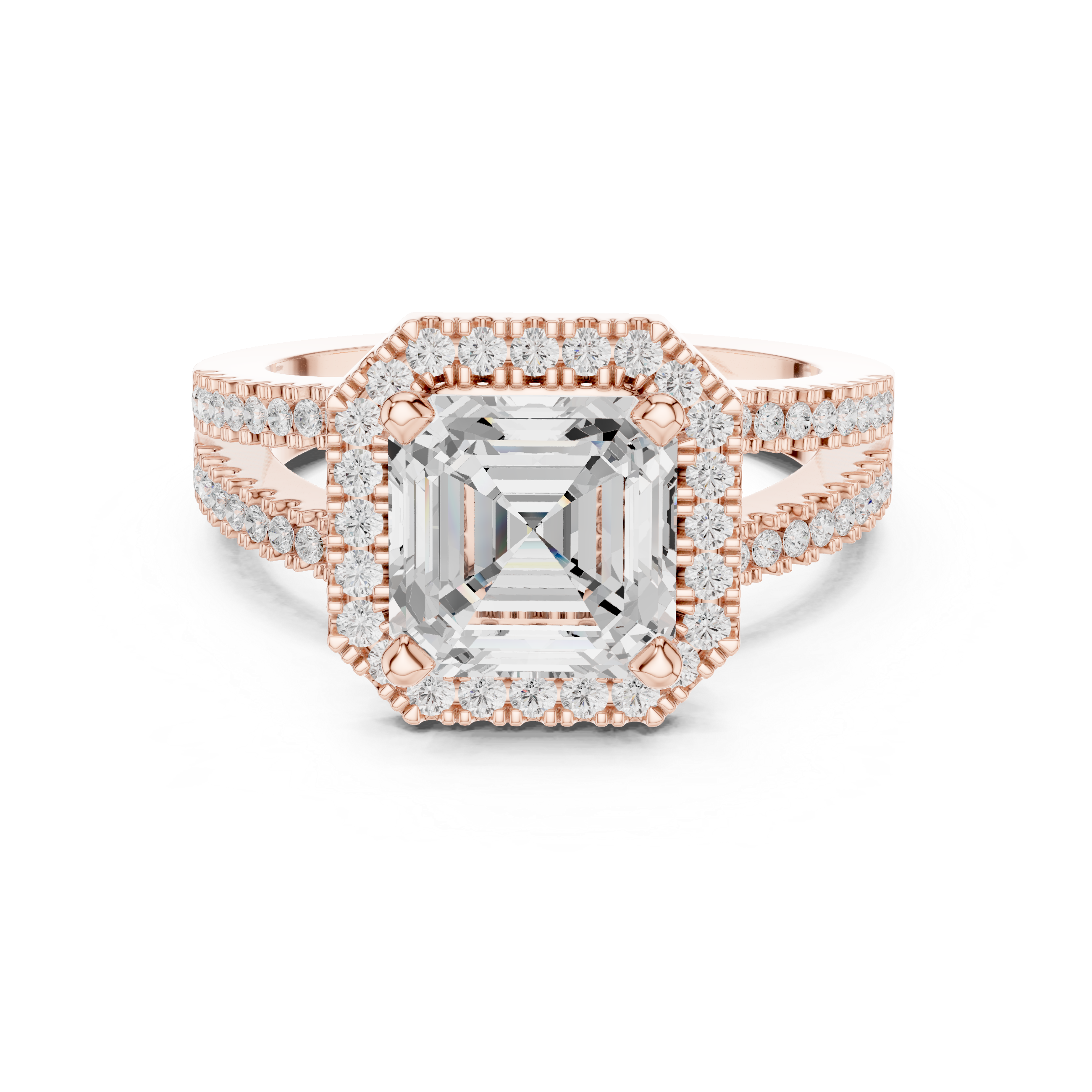 Asscher-Cut Double Halo Engagement Ring