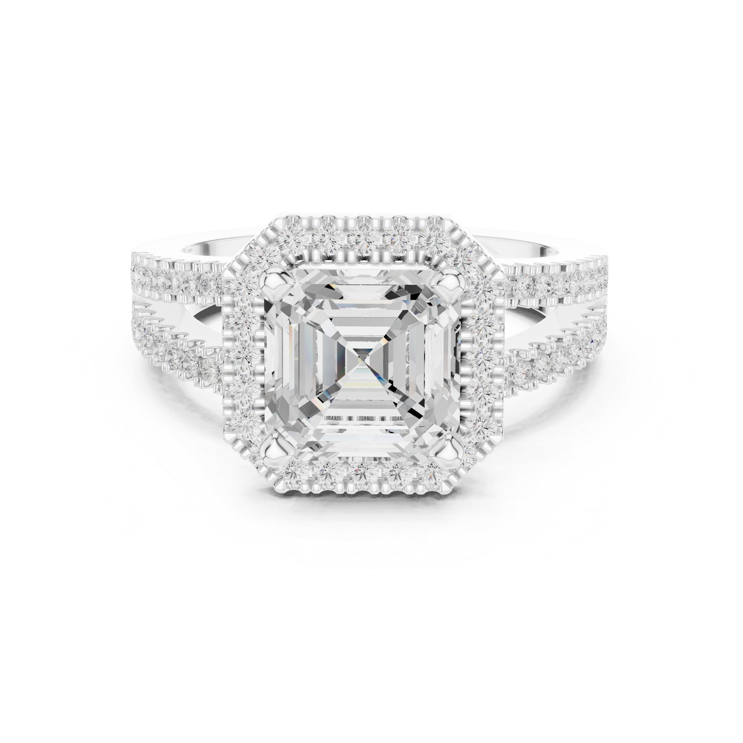 Asscher-Cut Double Halo Engagement Ring