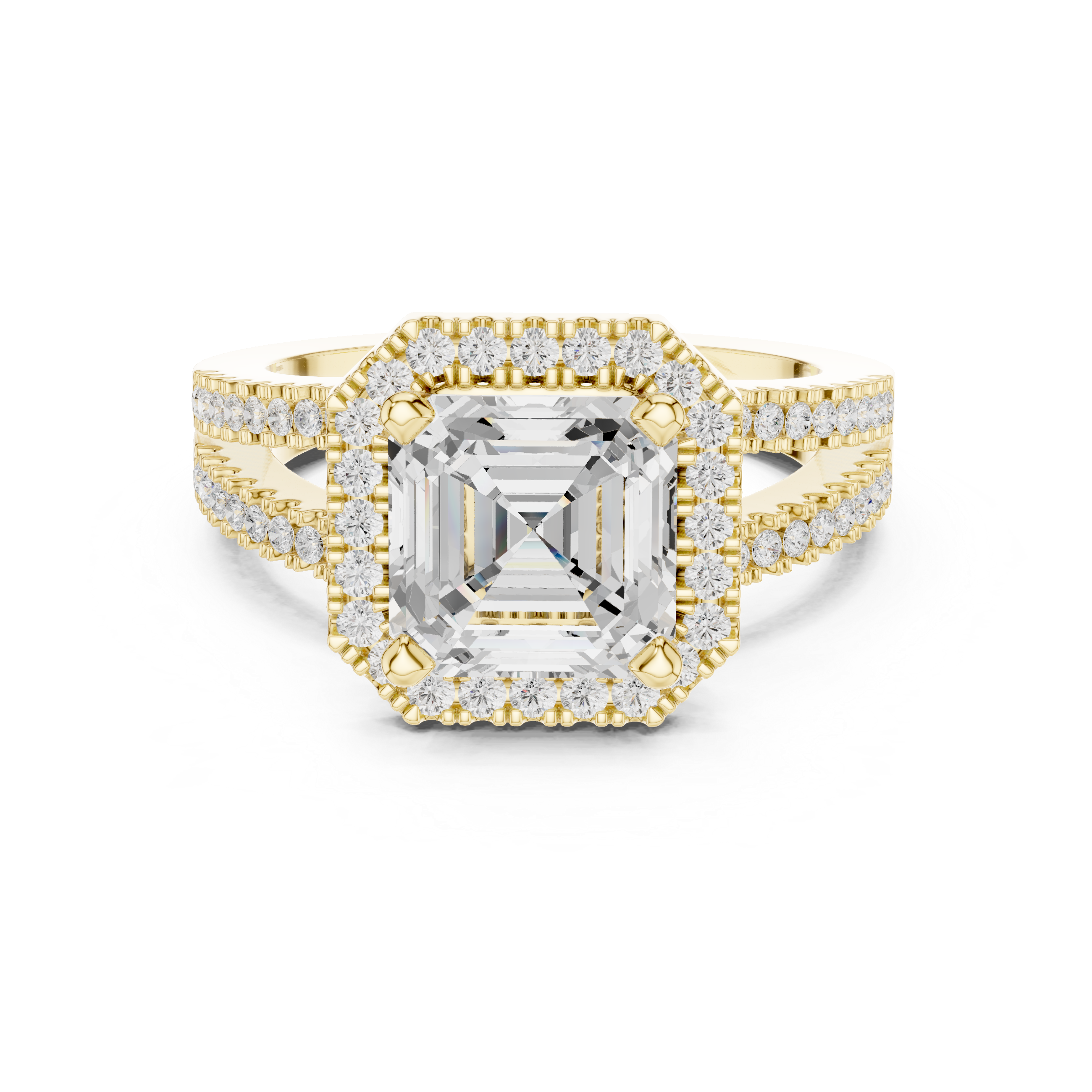 Asscher-Cut Double Halo Engagement Ring