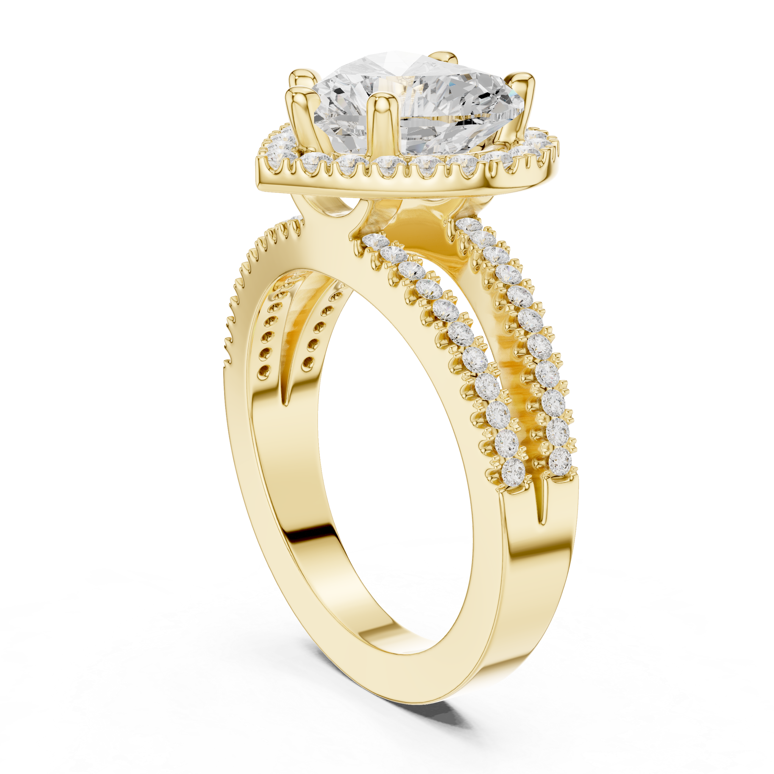 Heart-Cut Split-Shank Halo Engagement Ring