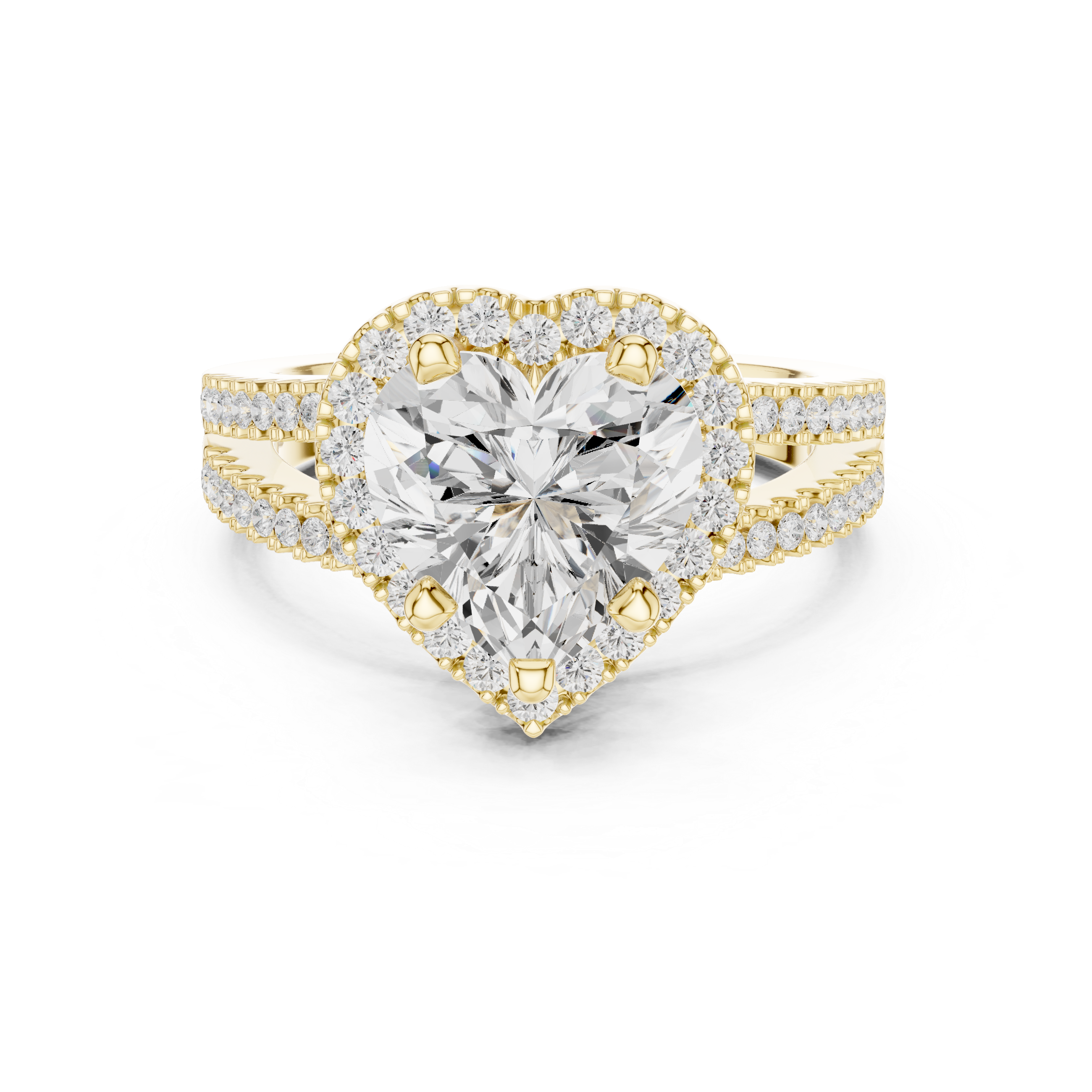 Heart-Cut Split-Shank Halo Engagement Ring