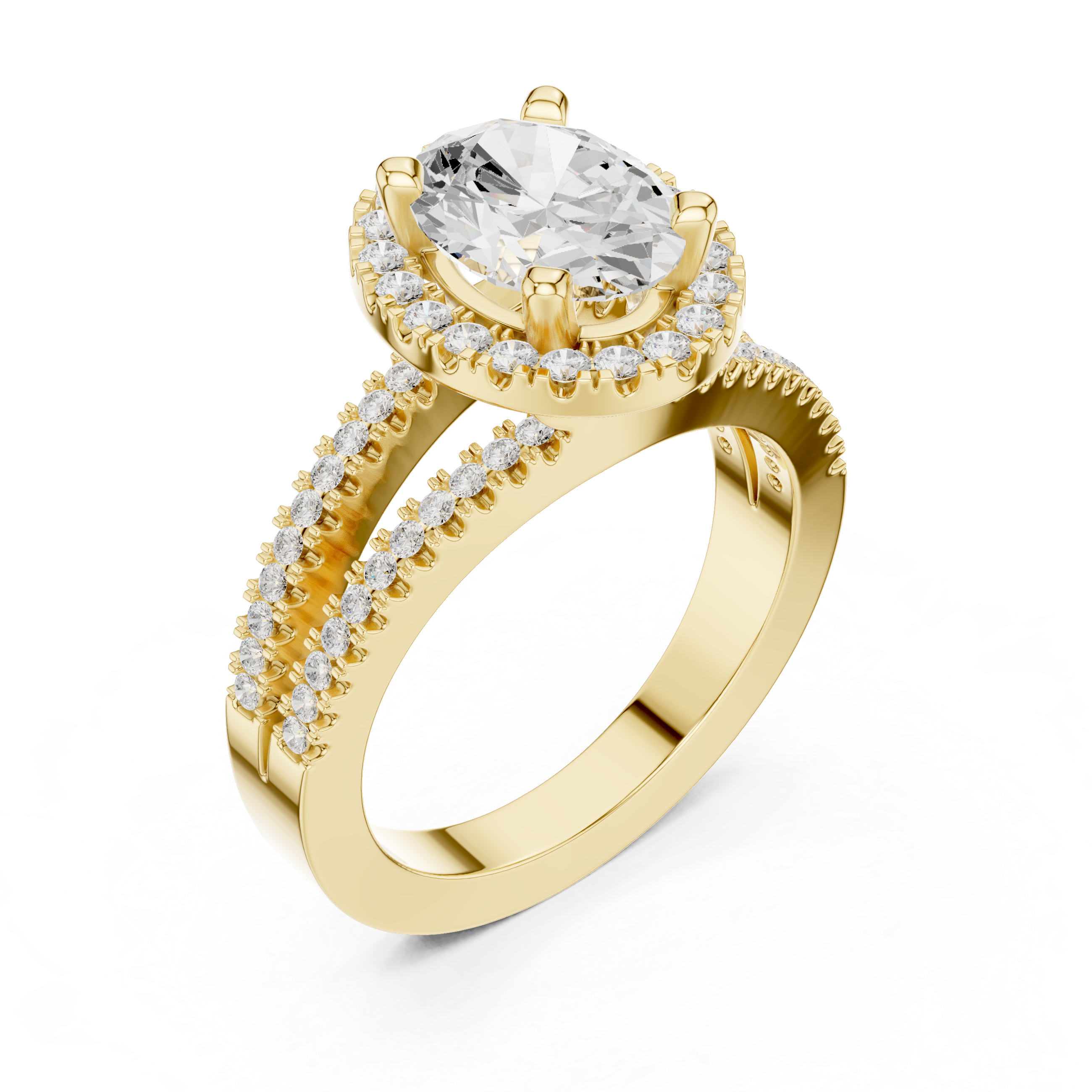 Oval-Cut Split-Shank Halo Engagement Ring