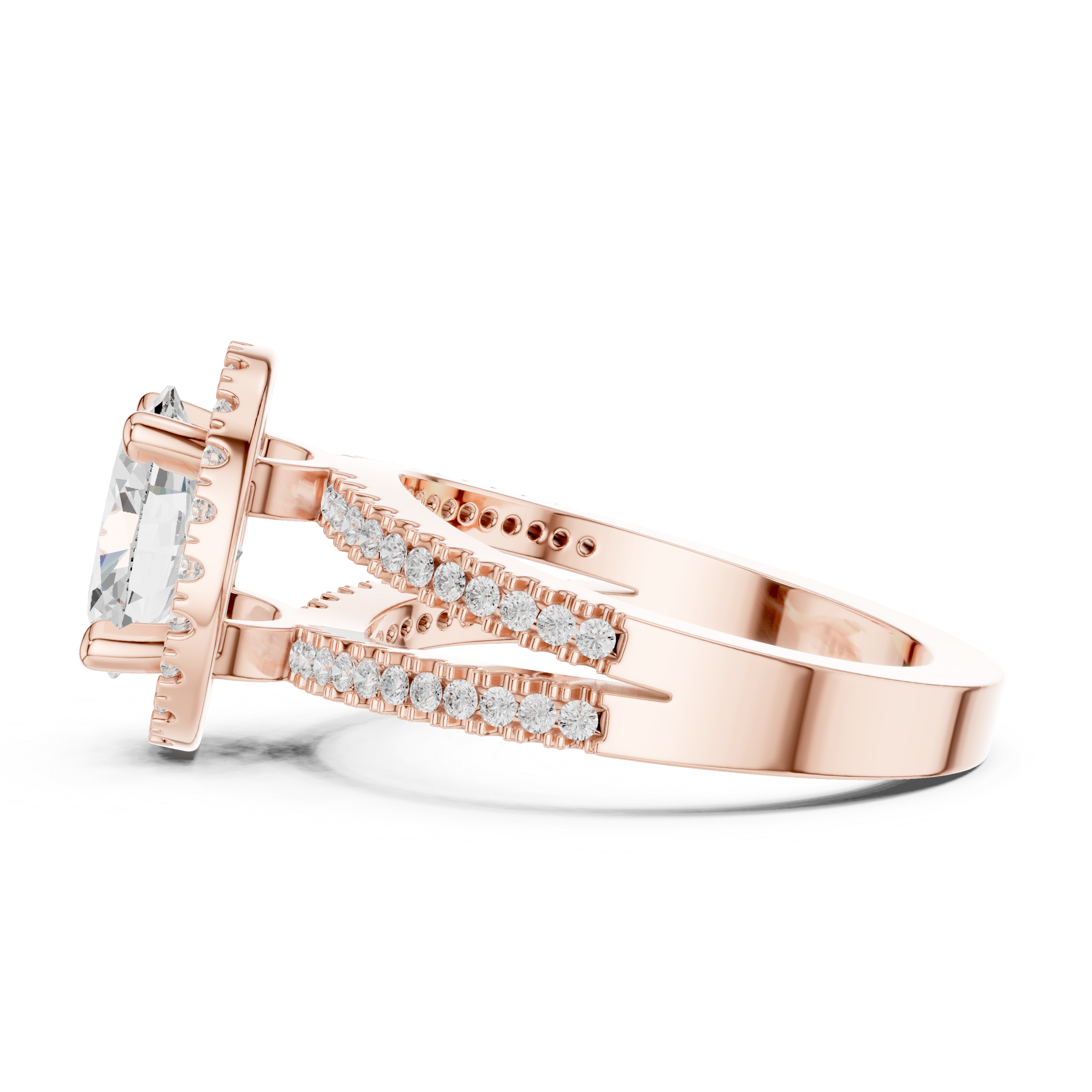 Oval-Cut Split-Shank Halo Engagement Ring