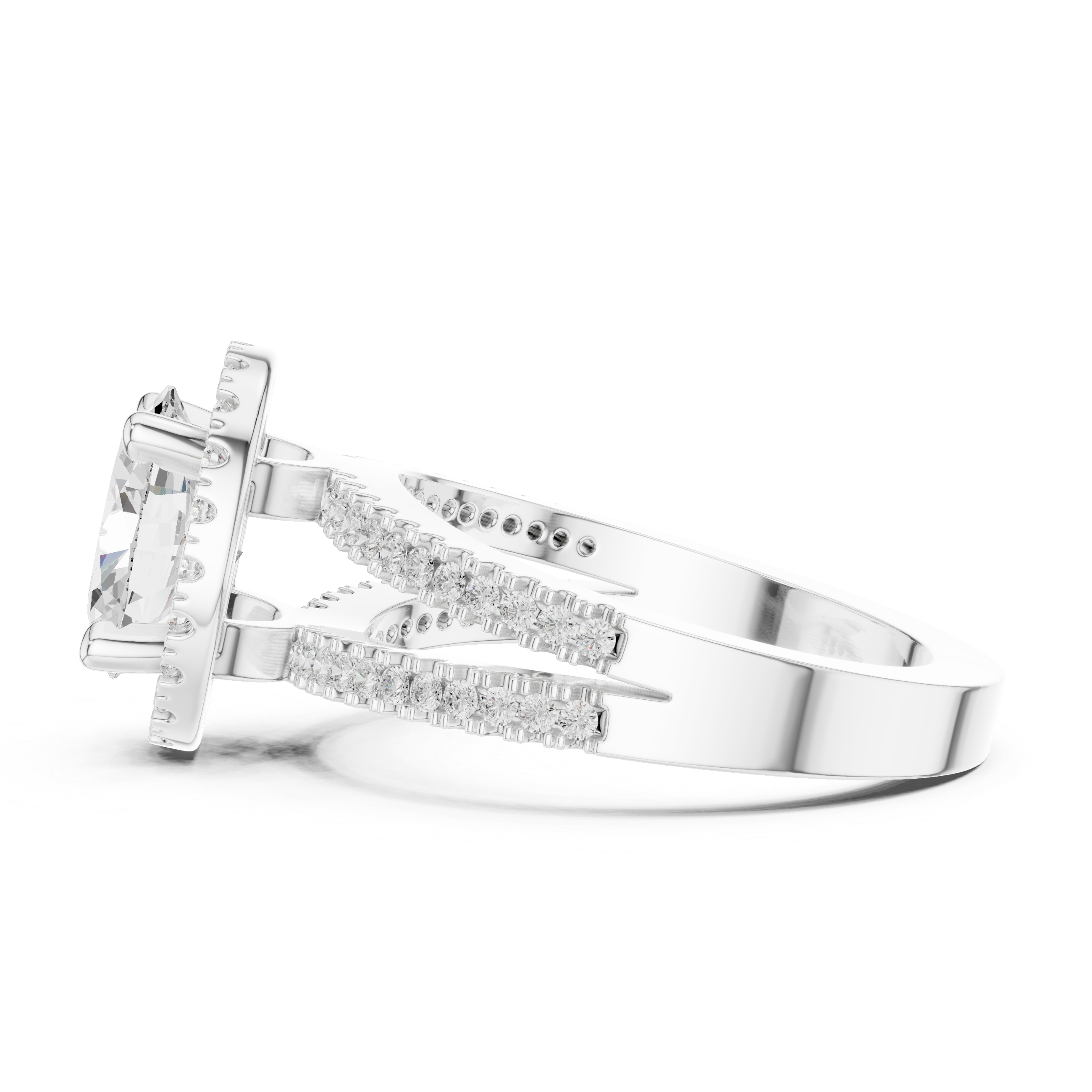 Oval-Cut Split-Shank Halo Engagement Ring
