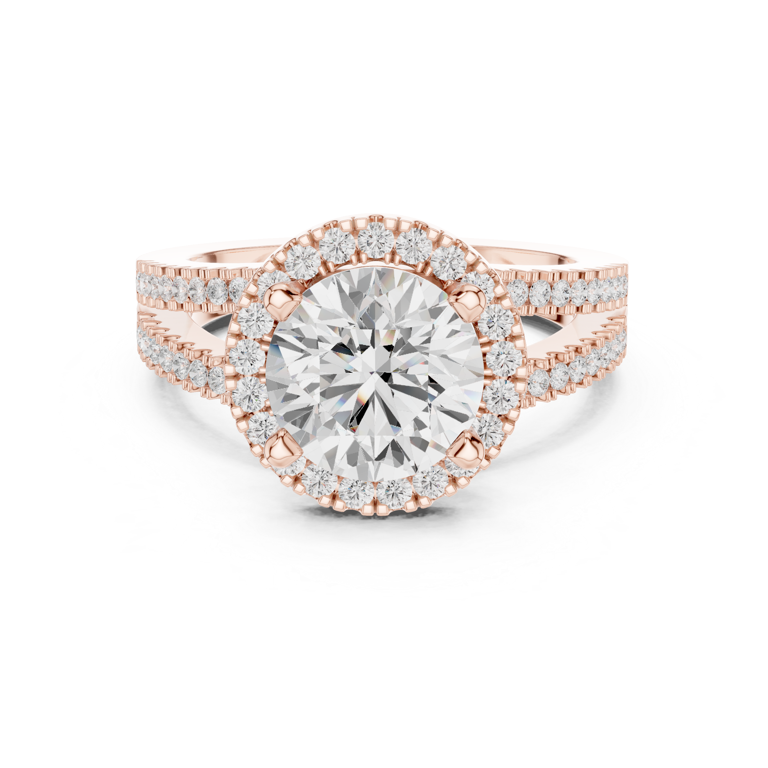 Round Diamond Split-Shank Halo Engagement Ring