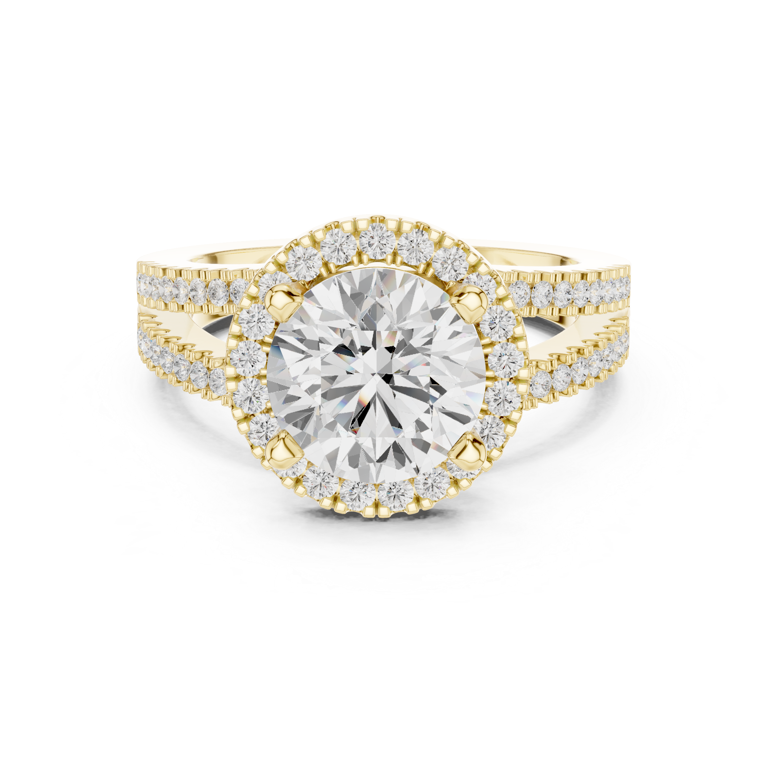 Round Diamond Split-Shank Halo Engagement Ring