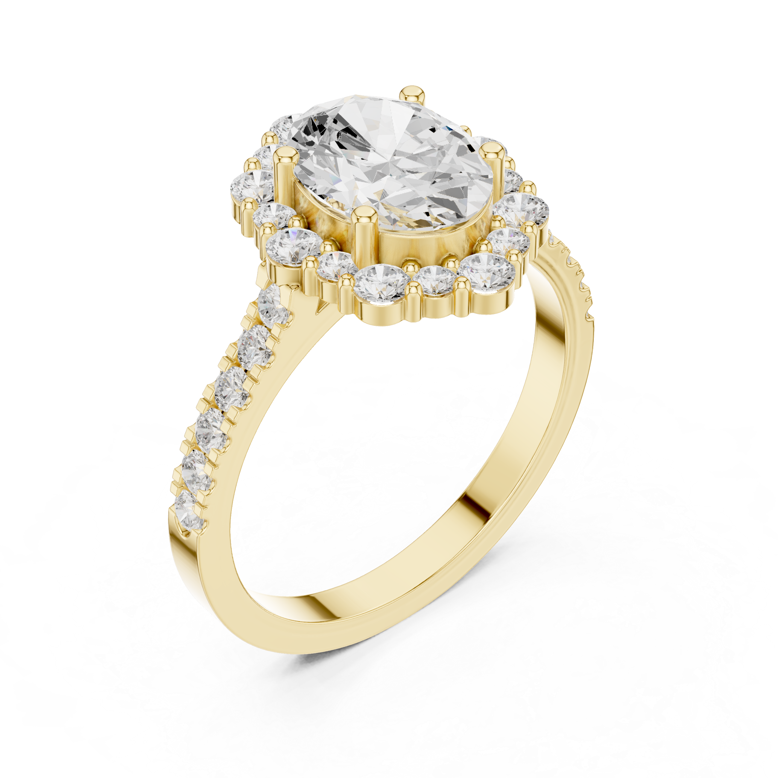 Oval Diamond Scalloped Halo Engagement Ring