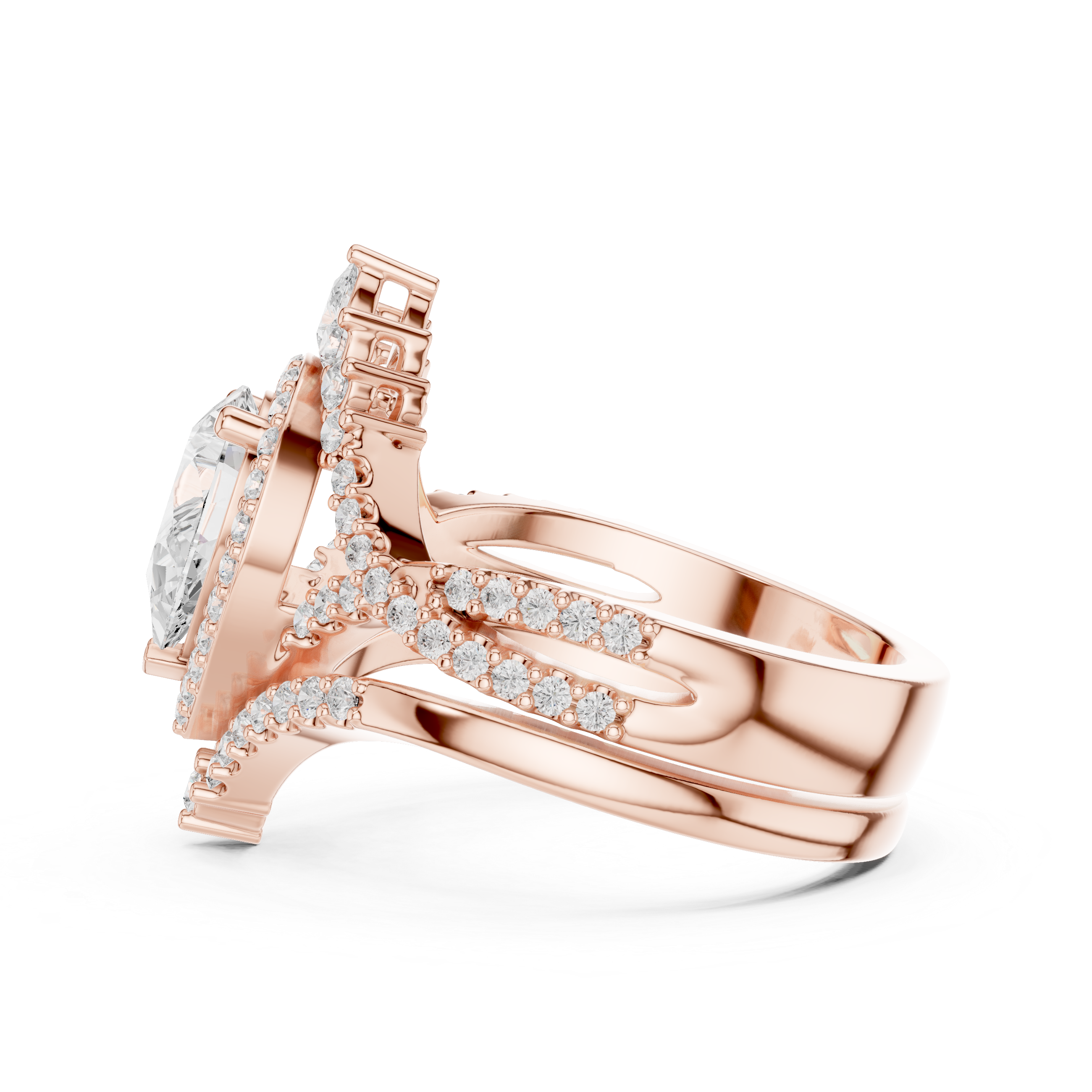Pear-Cut Diamond Halo Bridal Ring Set