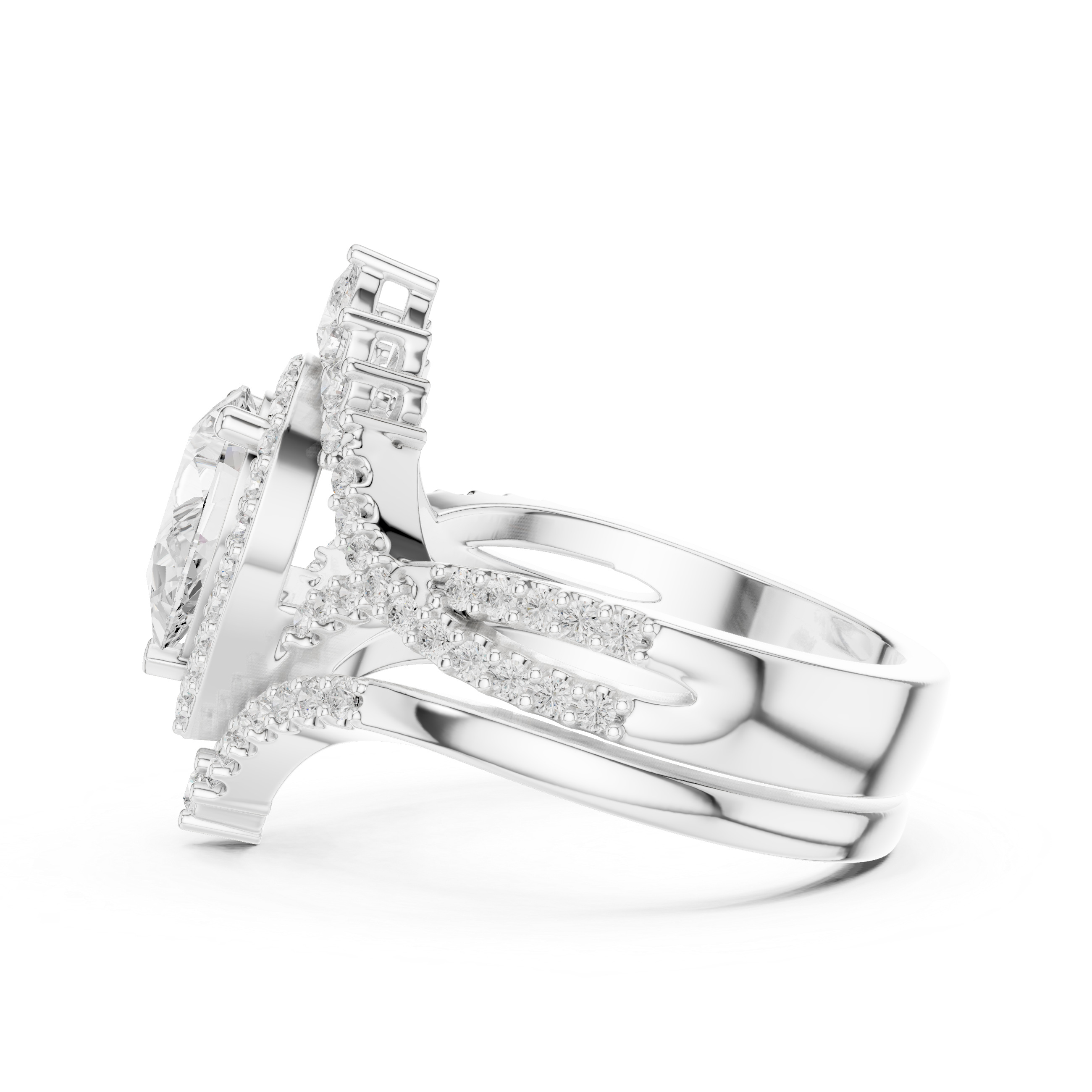 Pear-Cut Diamond Halo Bridal Ring Set