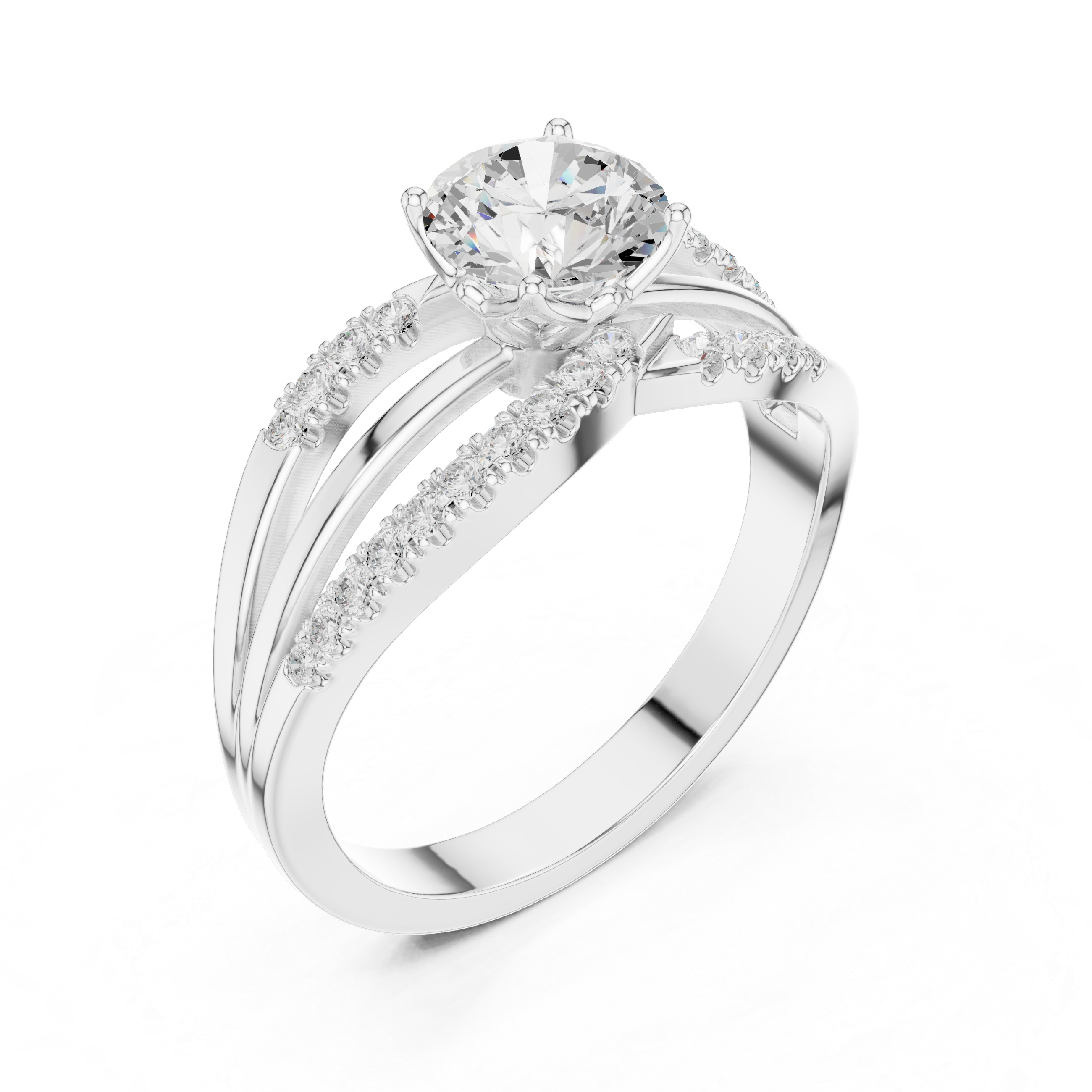 Round Diamond Split-Shank Engagement Ring