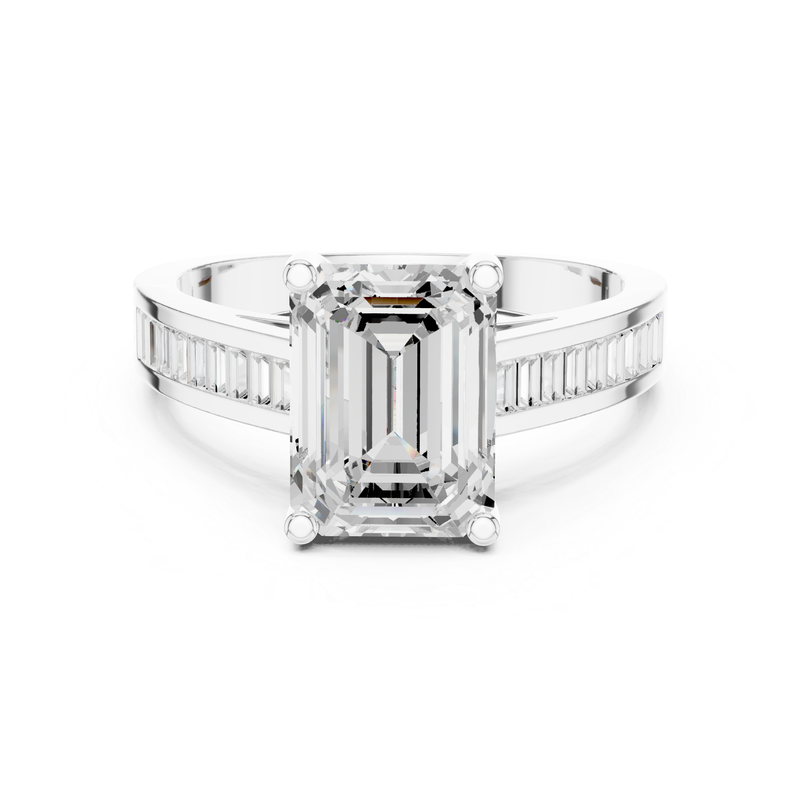 Emerald-Cut Baguette Diamond Engagement Ring