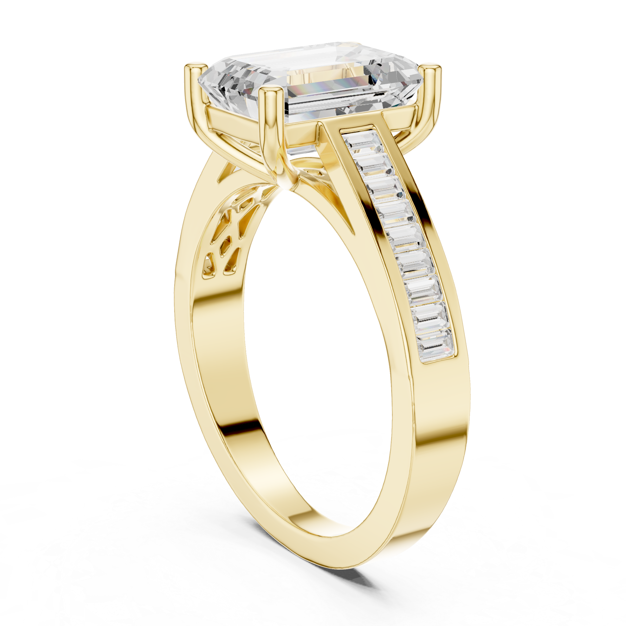 Emerald-Cut Baguette Diamond Engagement Ring