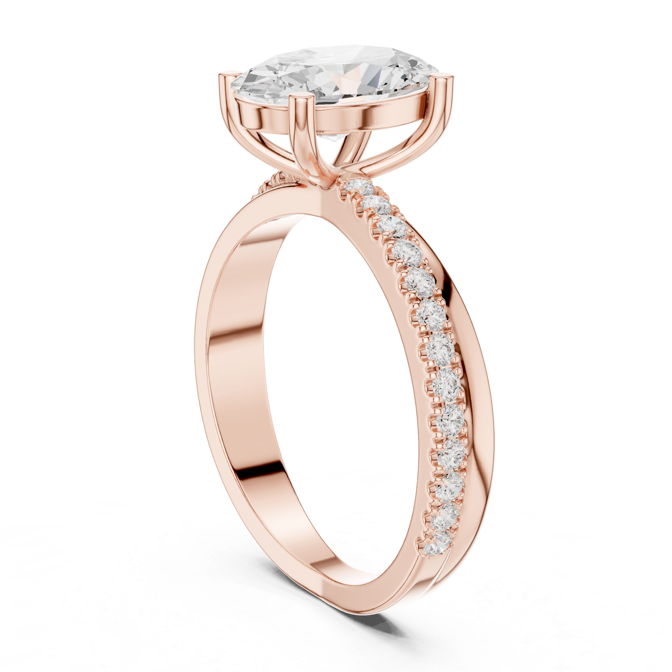 Oval-Cut Twist Pavé Engagement Ring