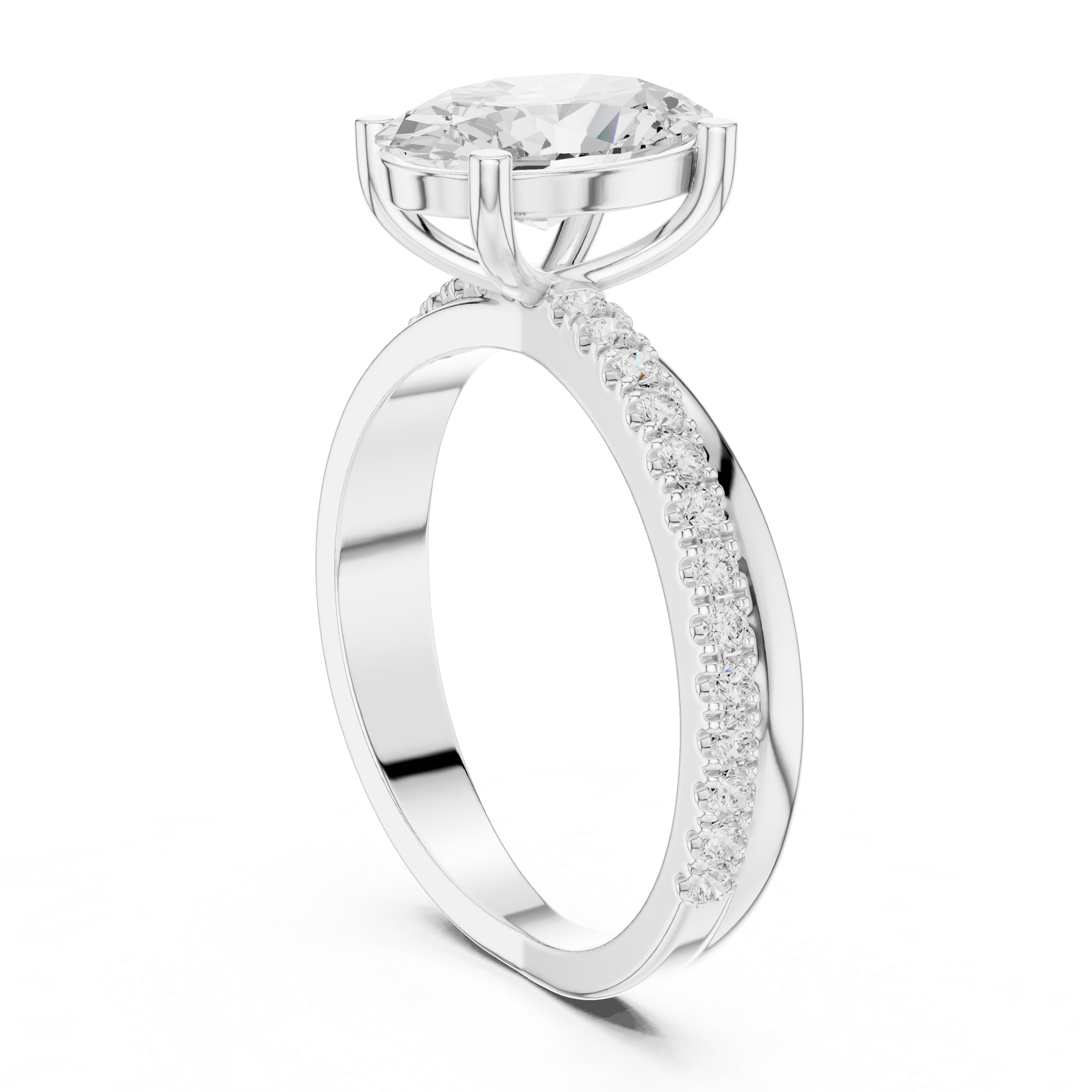 Oval-Cut Twist Pavé Engagement Ring