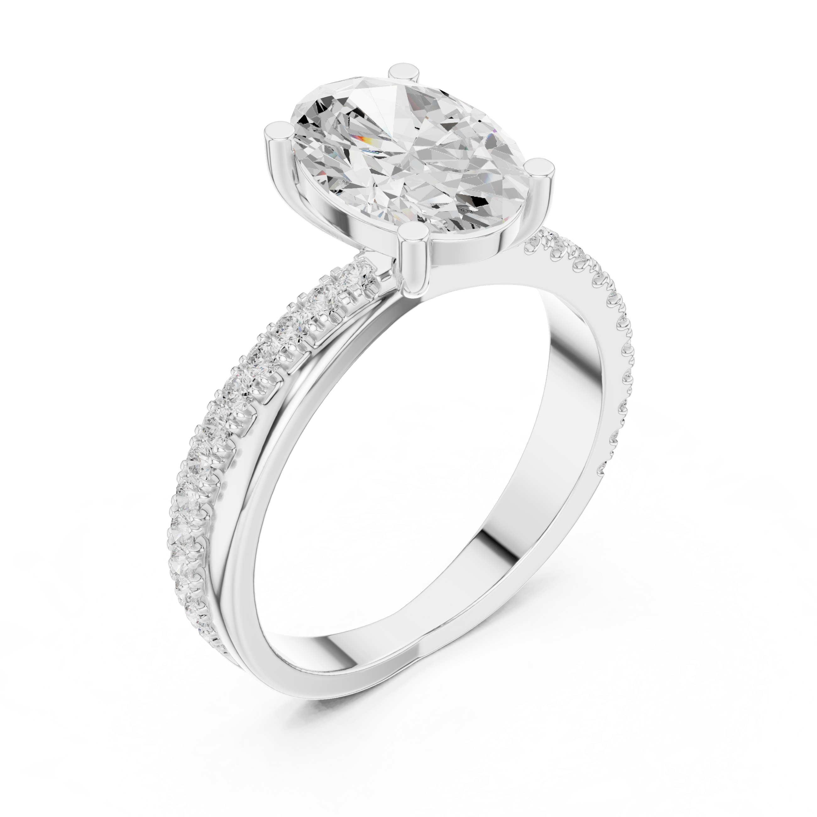 Oval-Cut Twist Pavé Engagement Ring