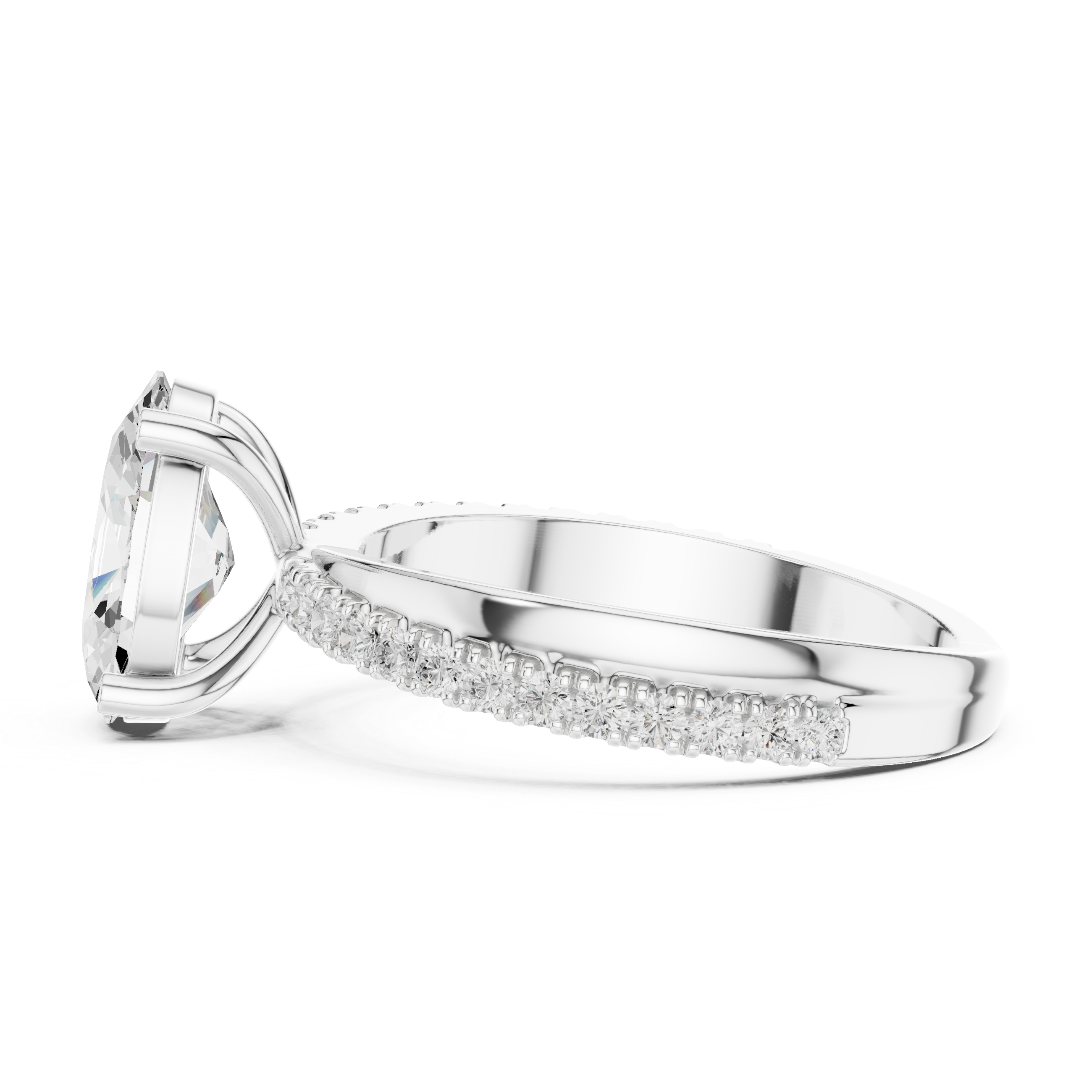 Oval-Cut Twist Pavé Engagement Ring