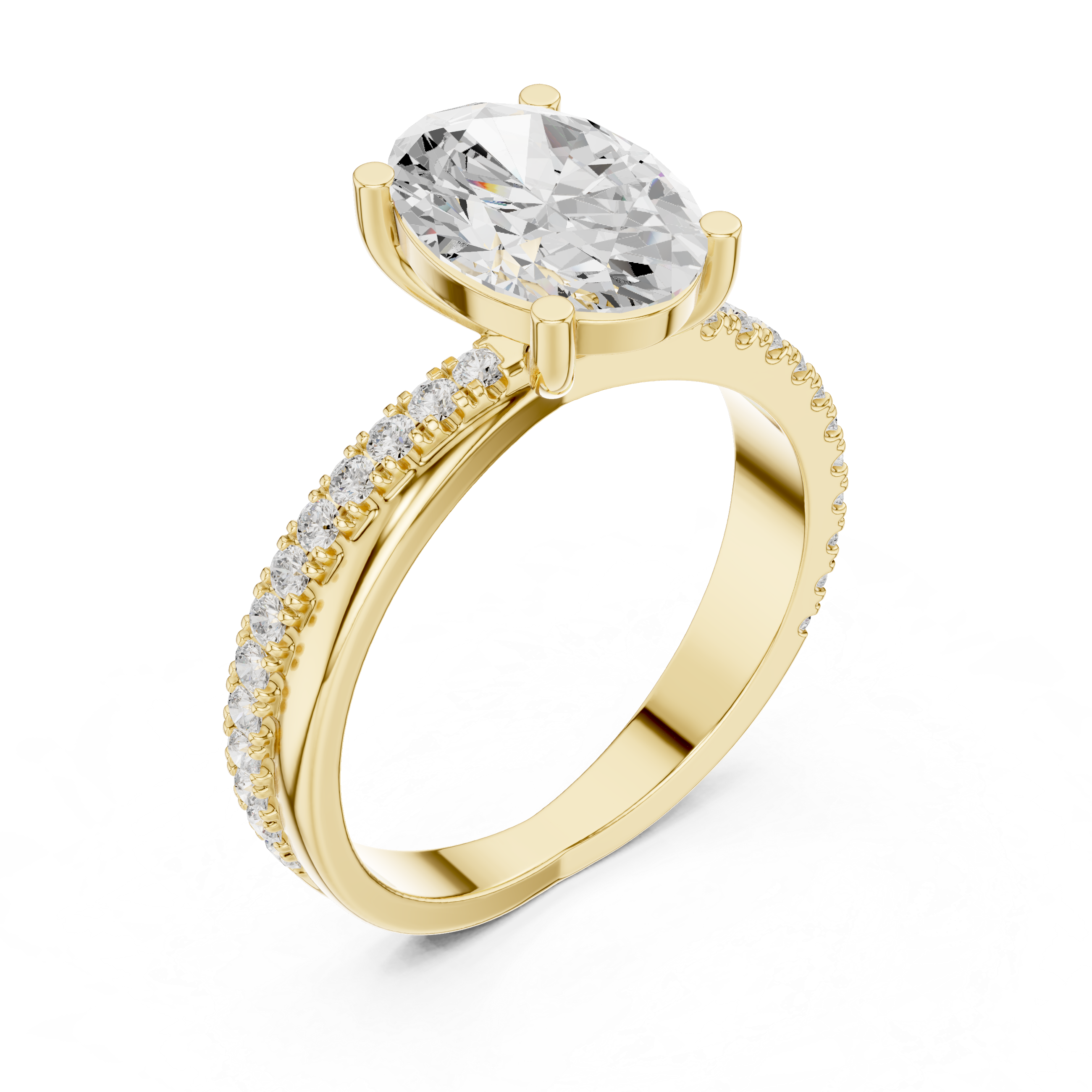 Oval-Cut Twist Pavé Engagement Ring