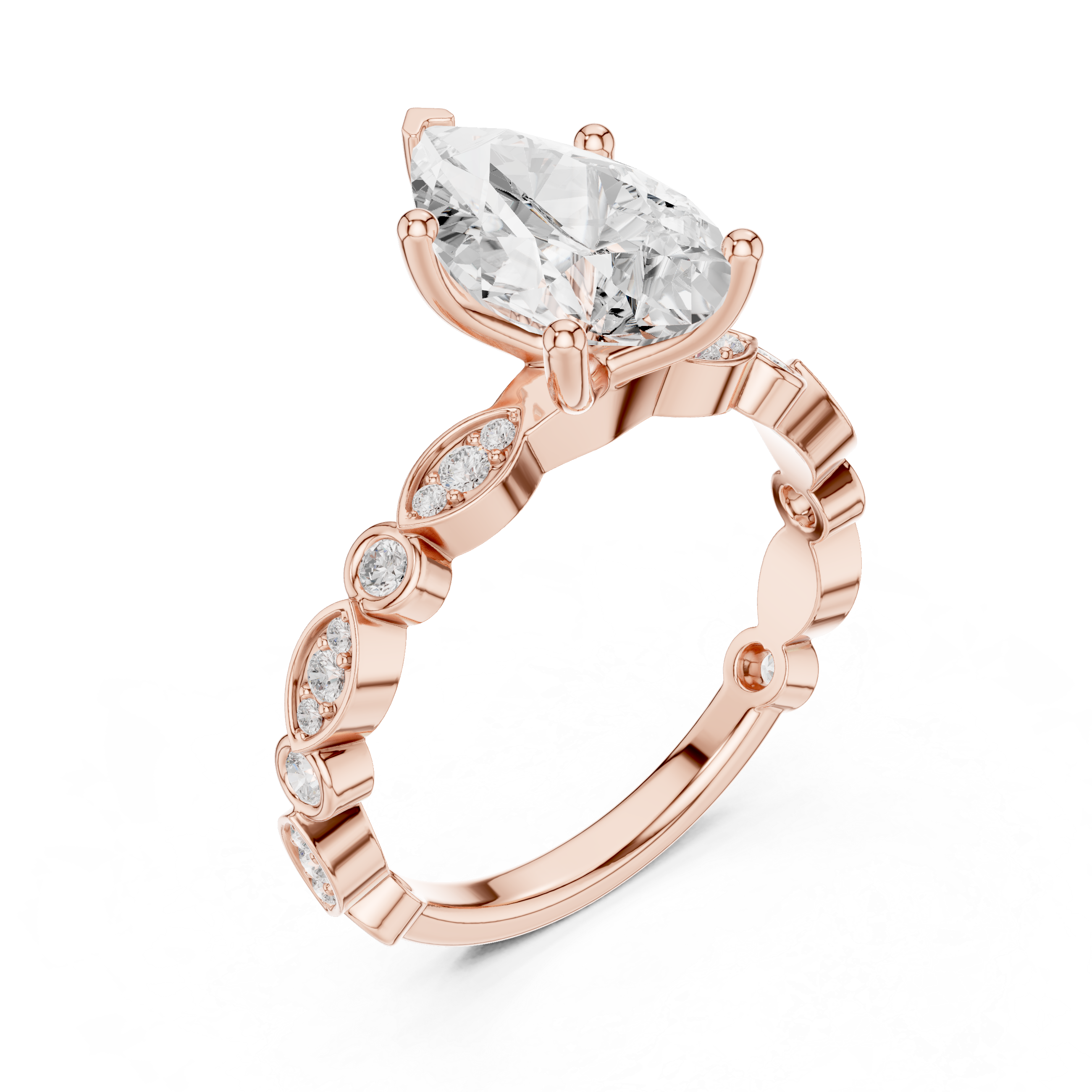 Pear-Cut Diamond Accent Engagement Ring