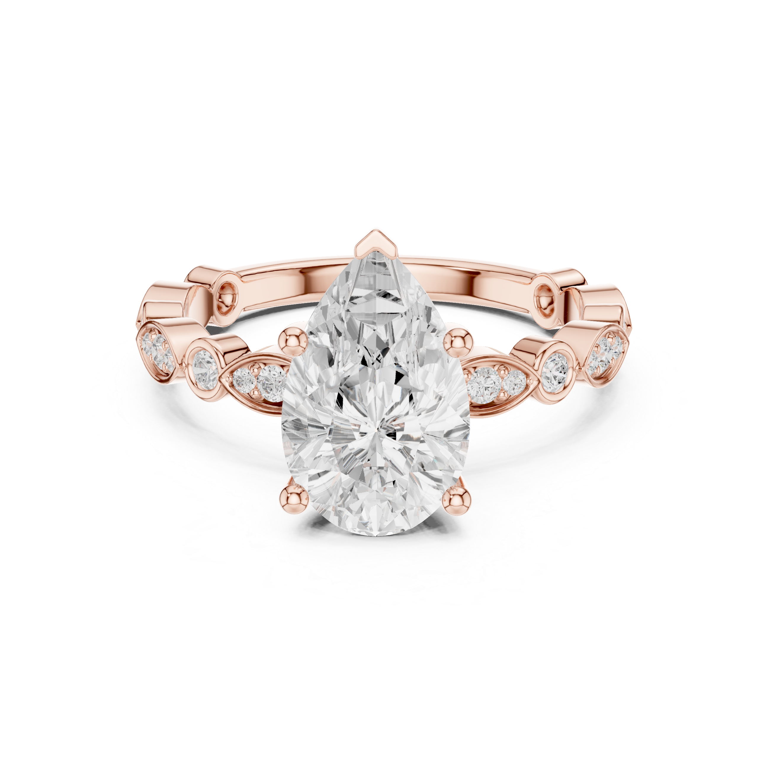 Pear-Cut Diamond Accent Engagement Ring