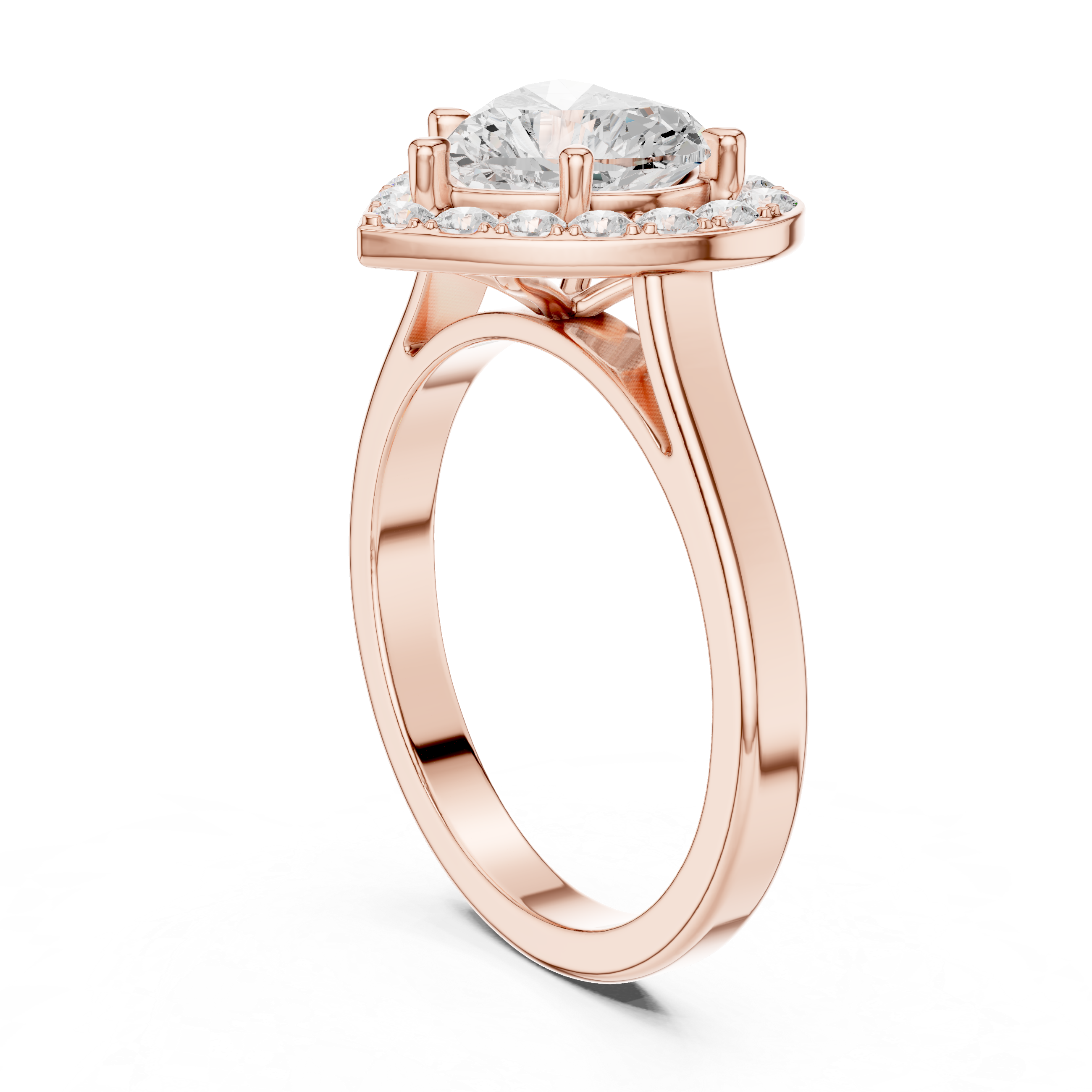 Heart-Cut Diamond Halo Engagement Ring