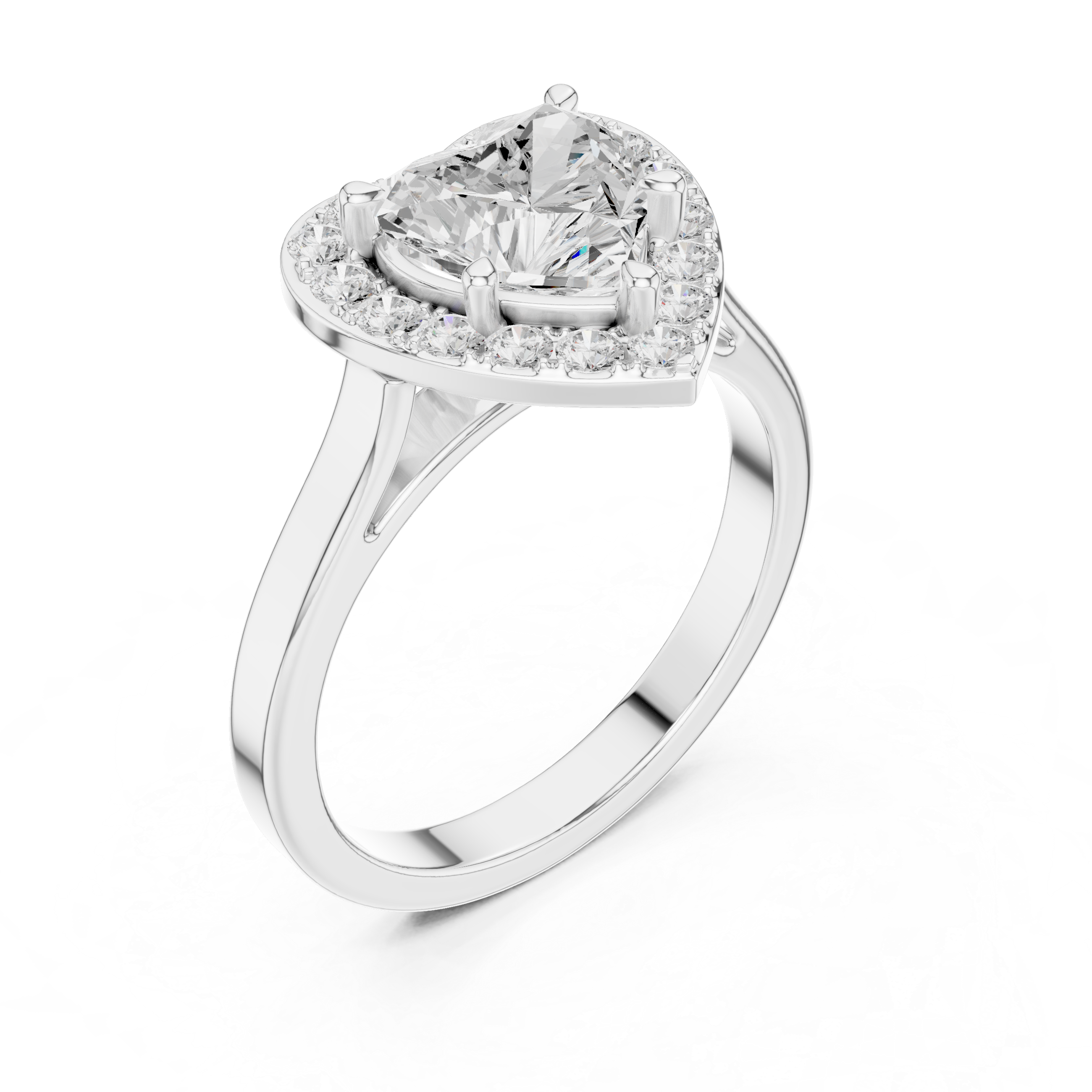 Heart-Cut Diamond Halo Engagement Ring
