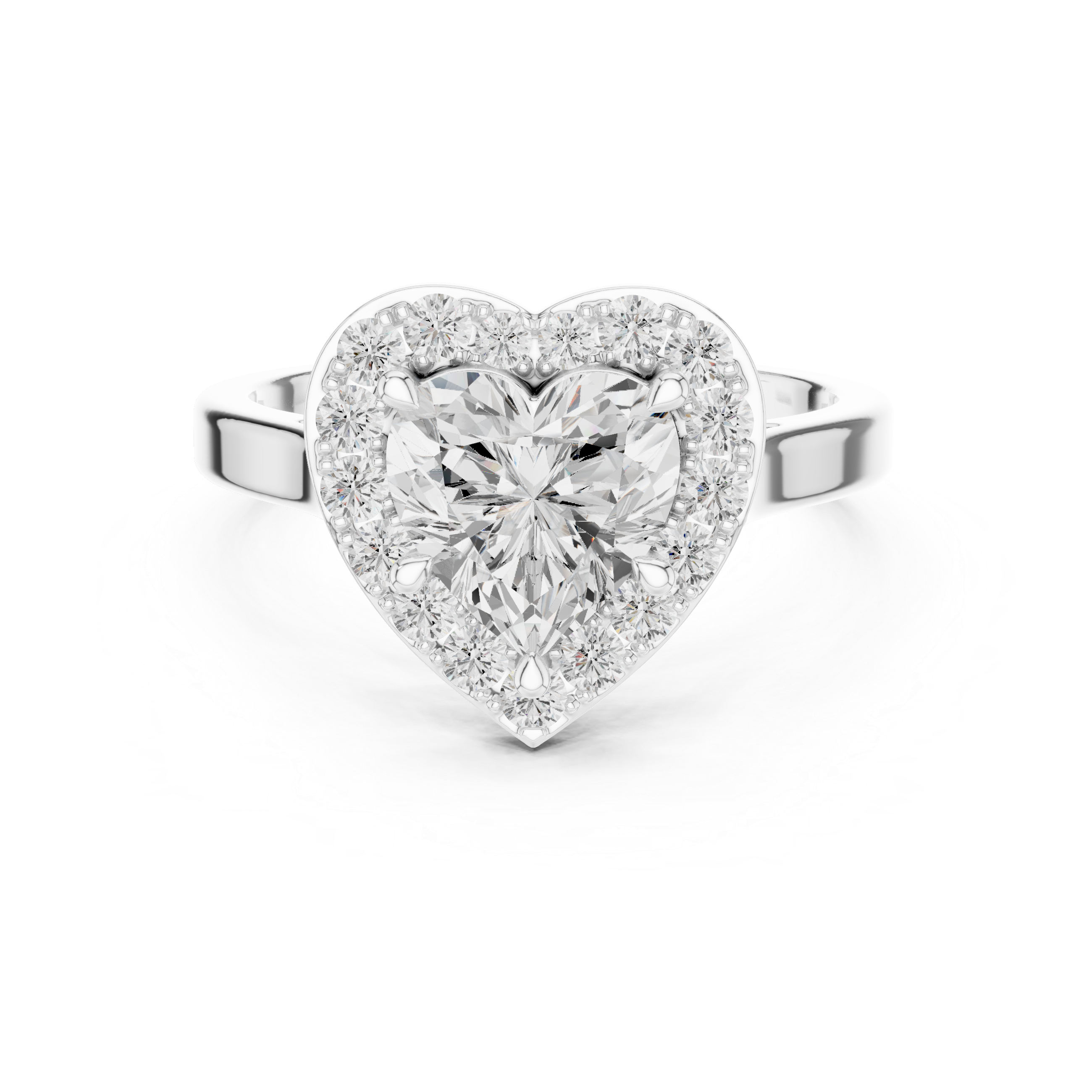 Heart-Cut Diamond Halo Engagement Ring