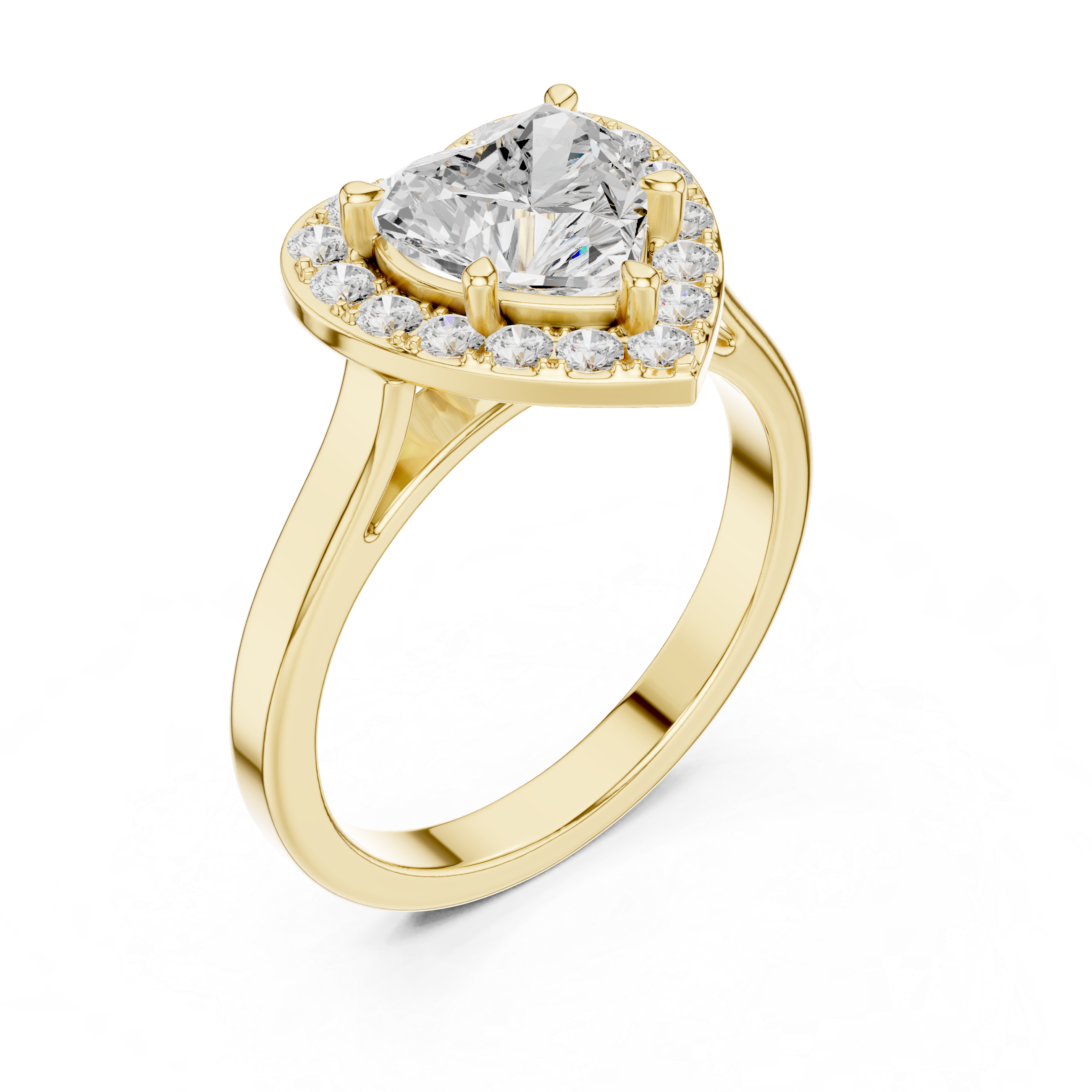 Heart-Cut Diamond Halo Engagement Ring
