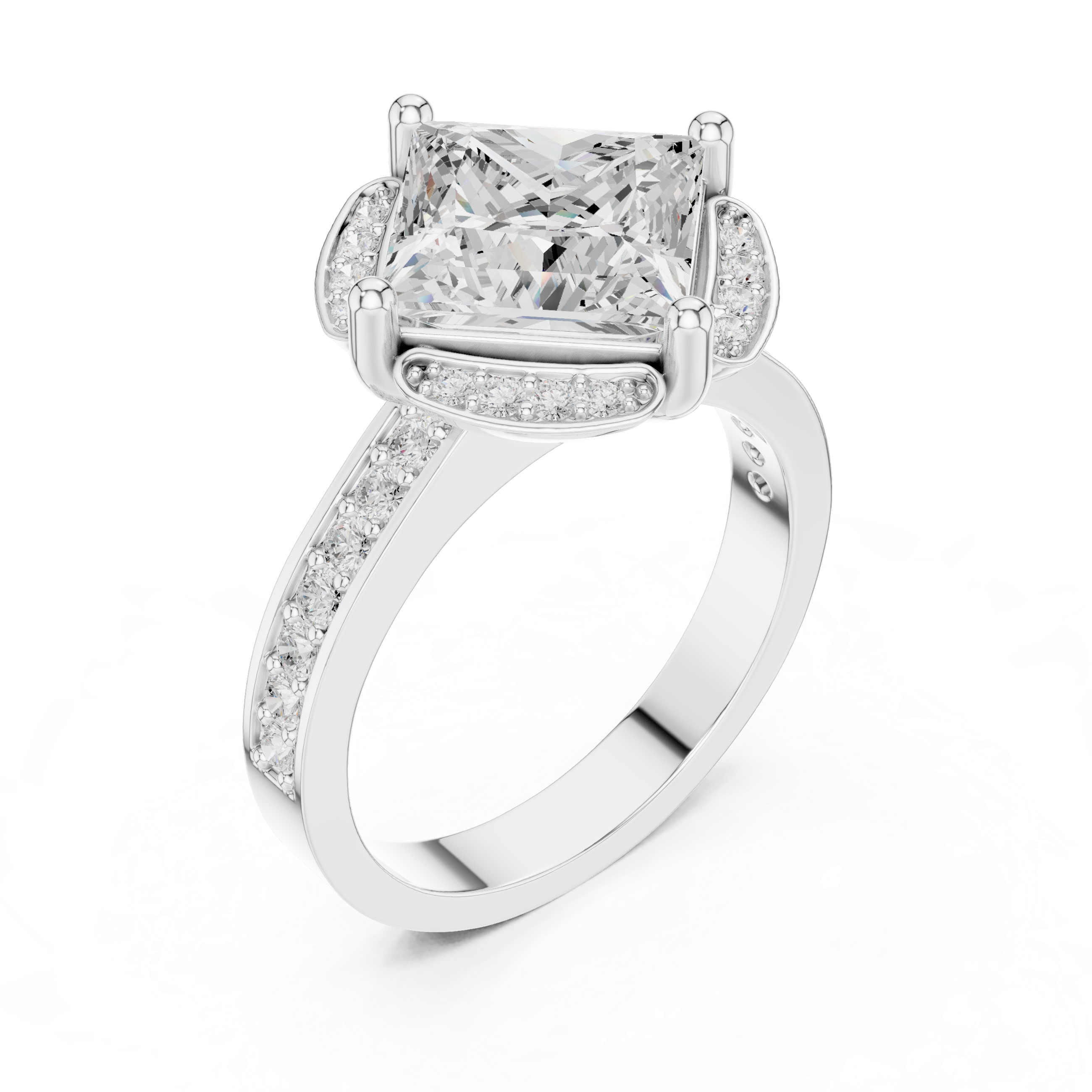 Princess-Cut Diamond Halo Engagement Ring