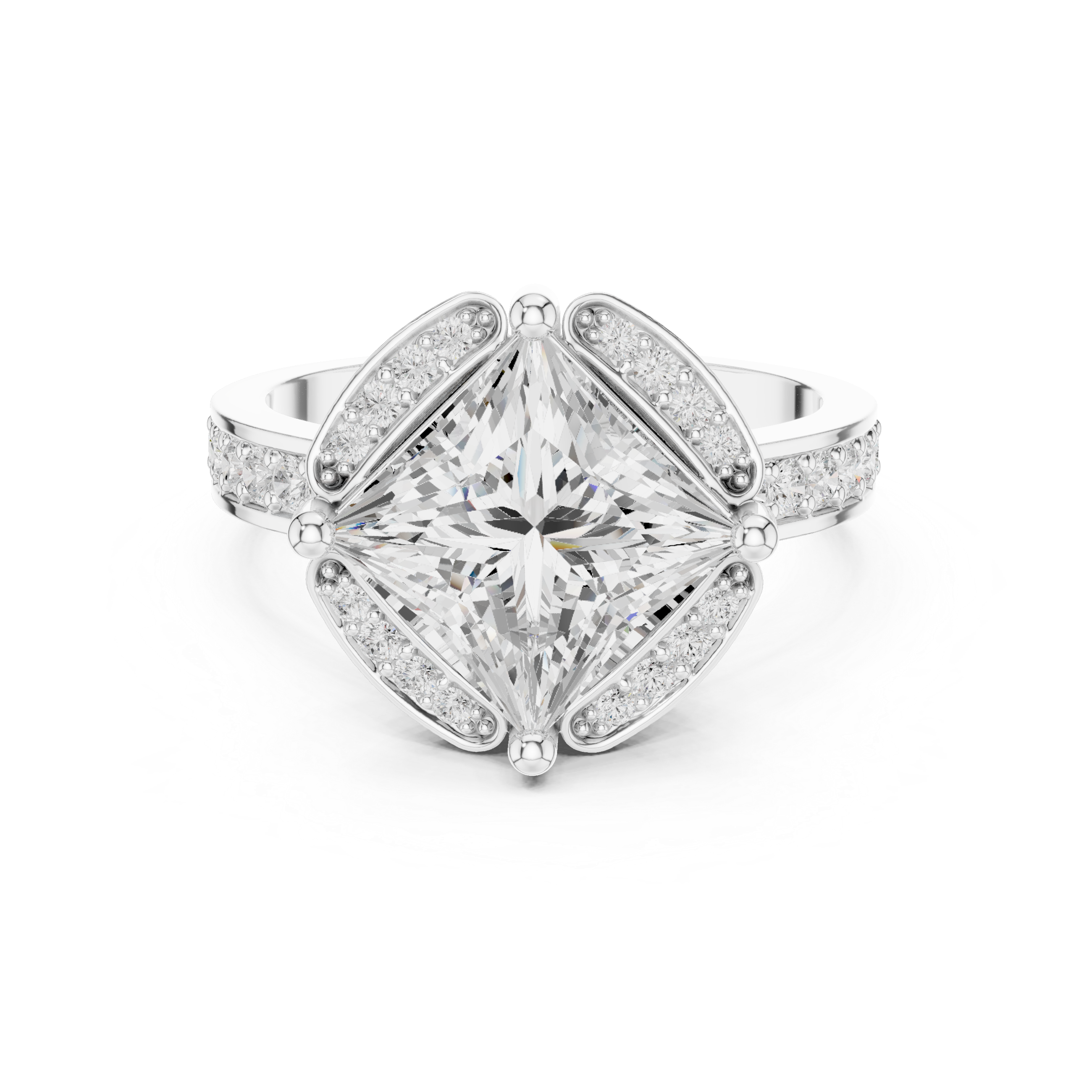 Princess-Cut Diamond Halo Engagement Ring