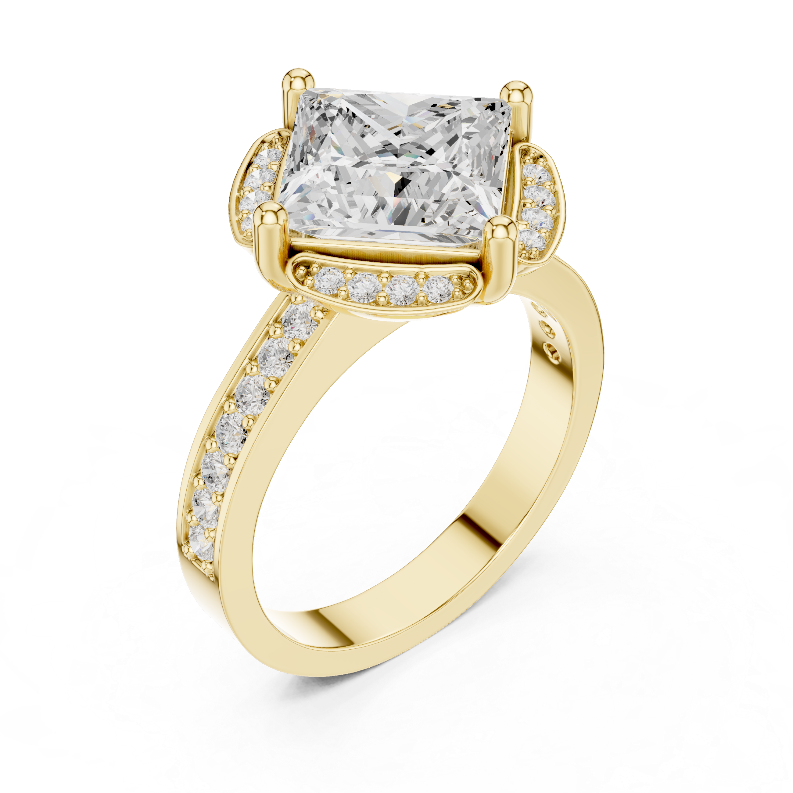Princess-Cut Diamond Halo Engagement Ring
