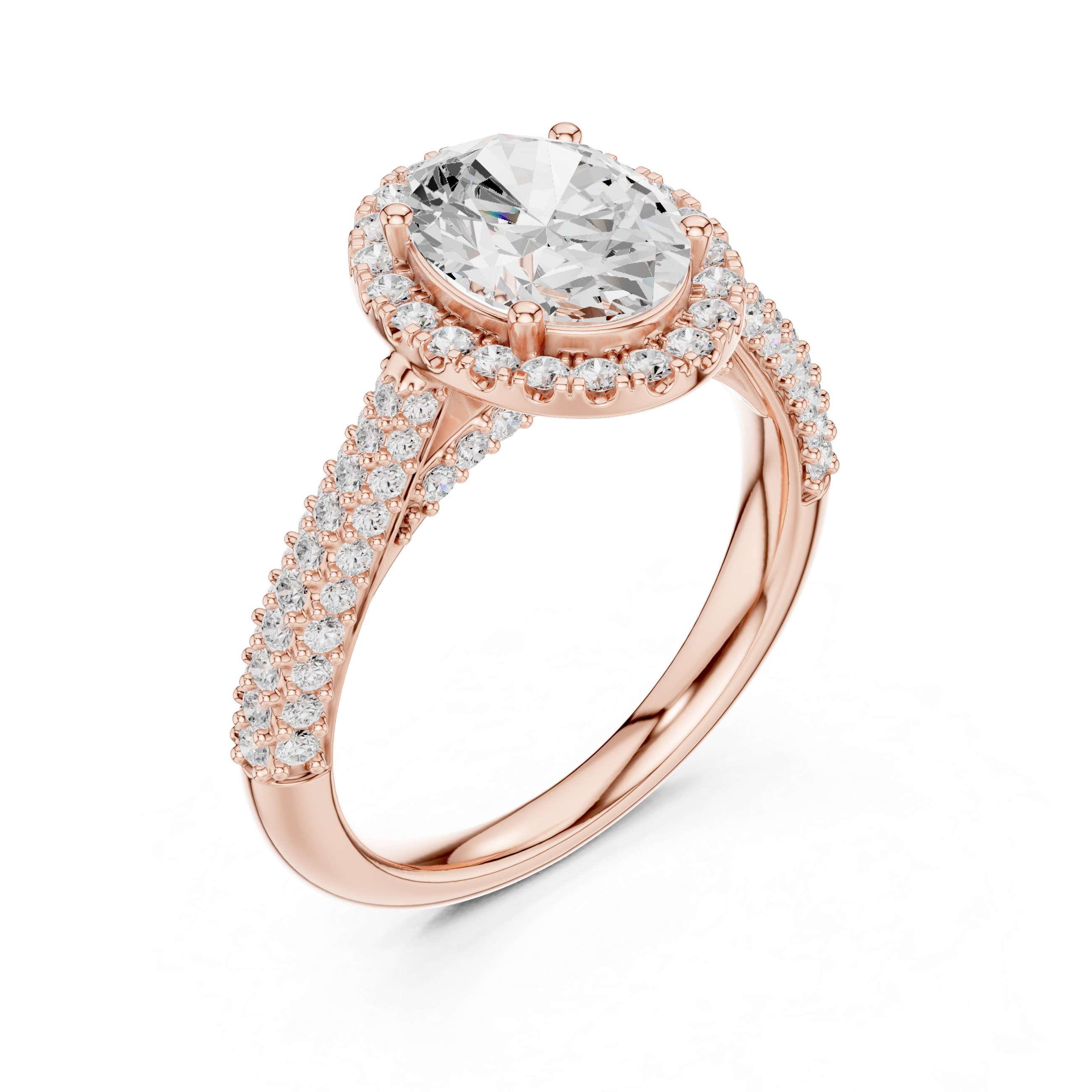 Oval Diamond Halo Pavé Engagement Ring