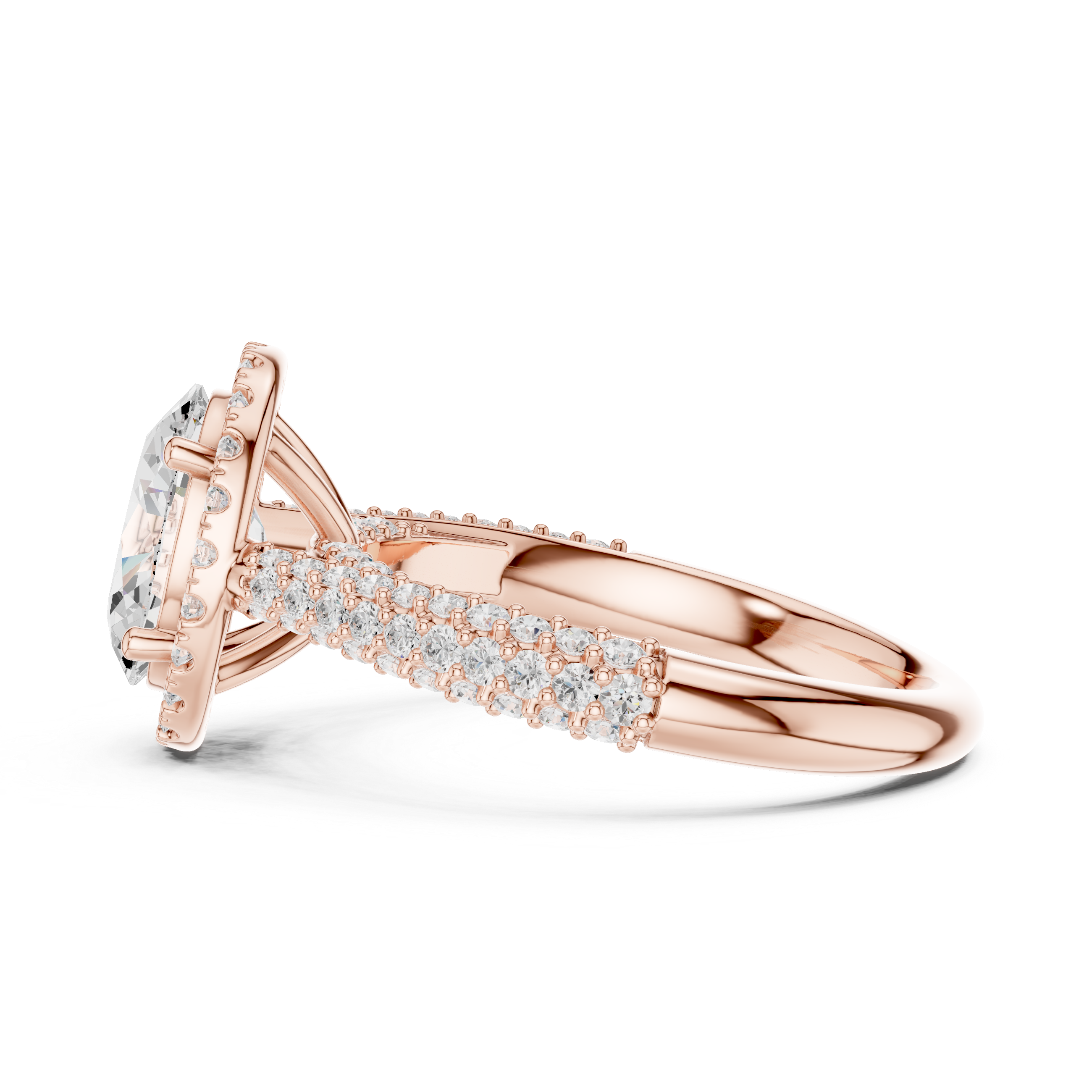 Oval Diamond Halo Pavé Engagement Ring