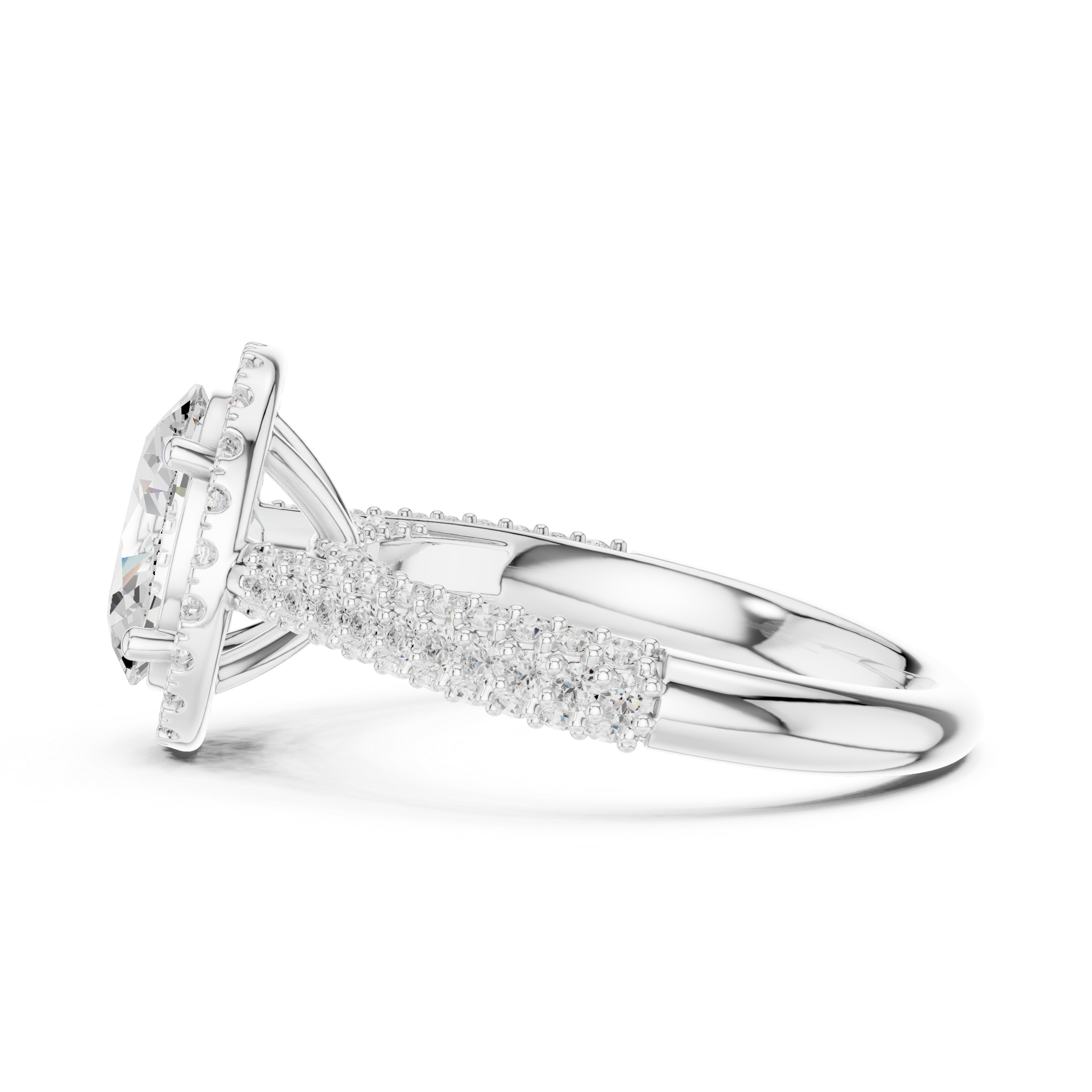 Oval Diamond Halo Pavé Engagement Ring