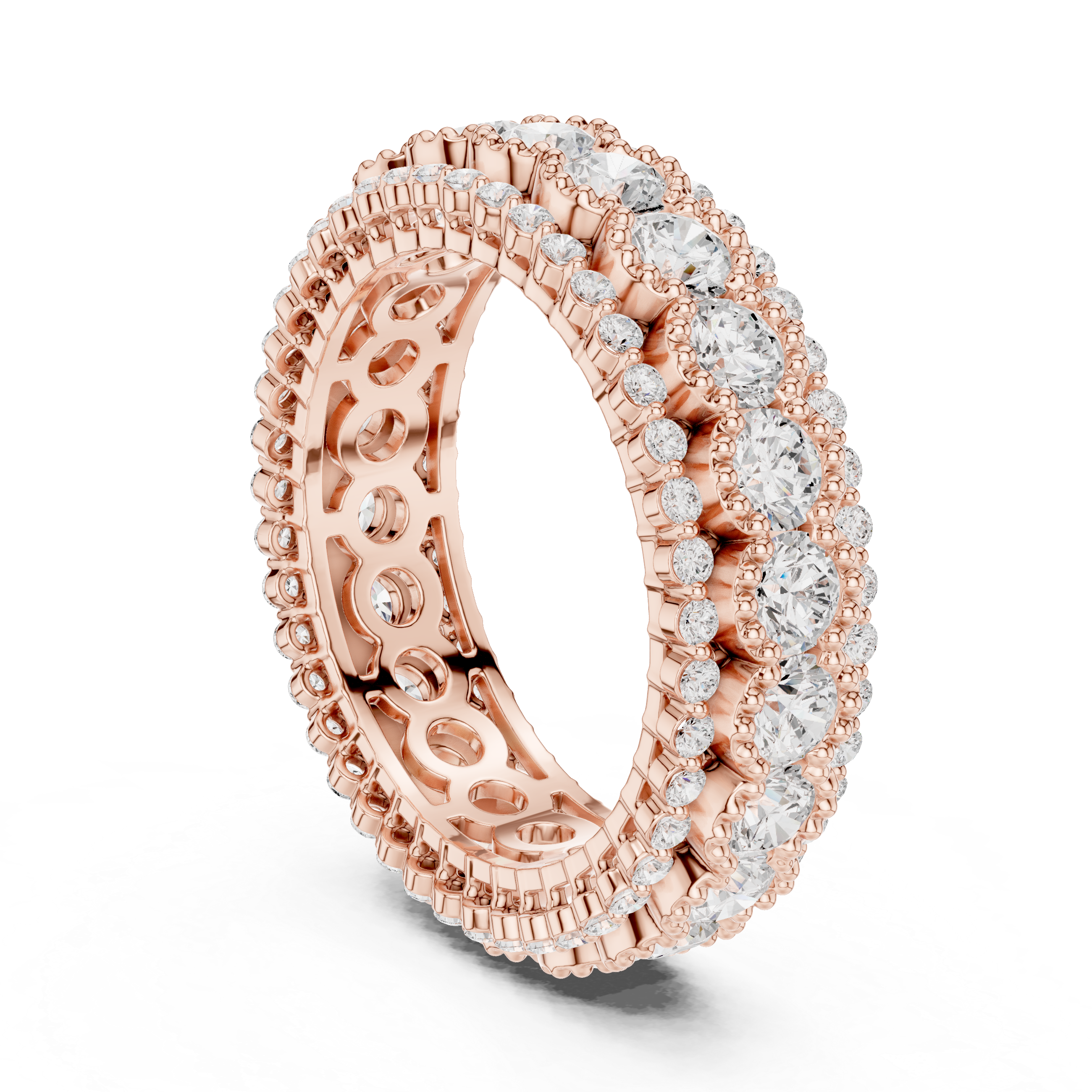 Ornate Three-Row Diamond Eternity Ring