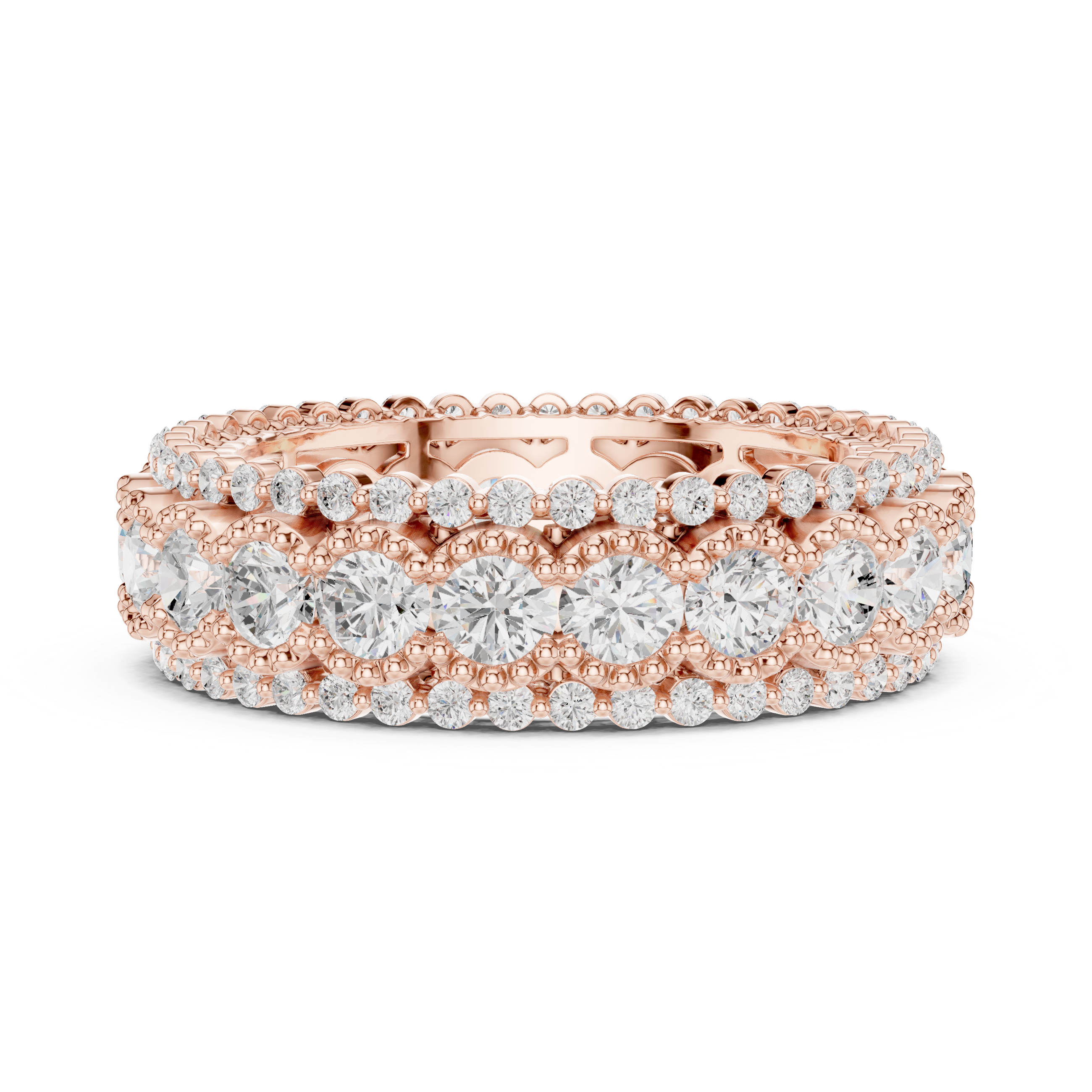 Ornate Three-Row Diamond Eternity Ring