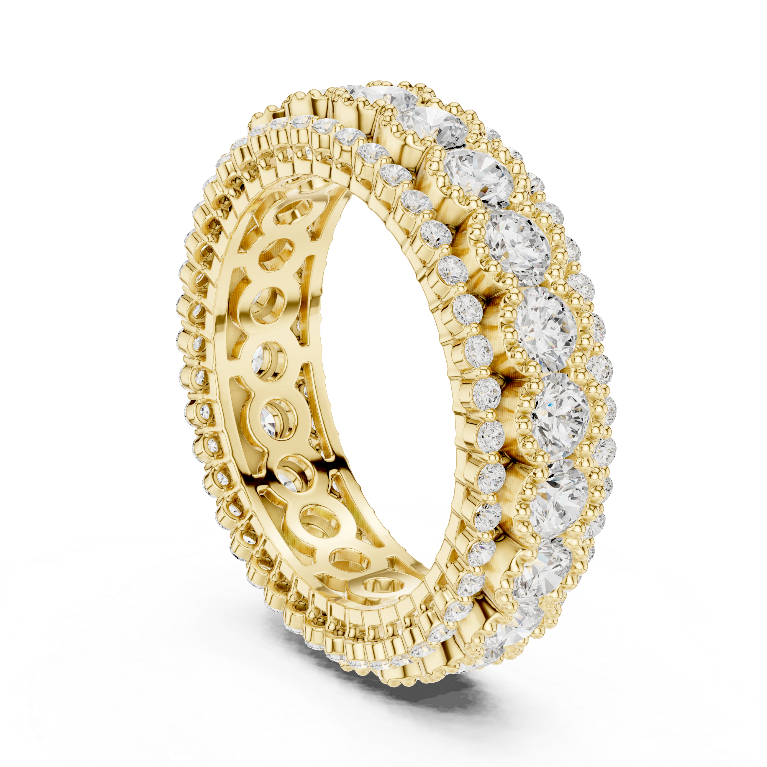 Ornate Three-Row Diamond Eternity Ring