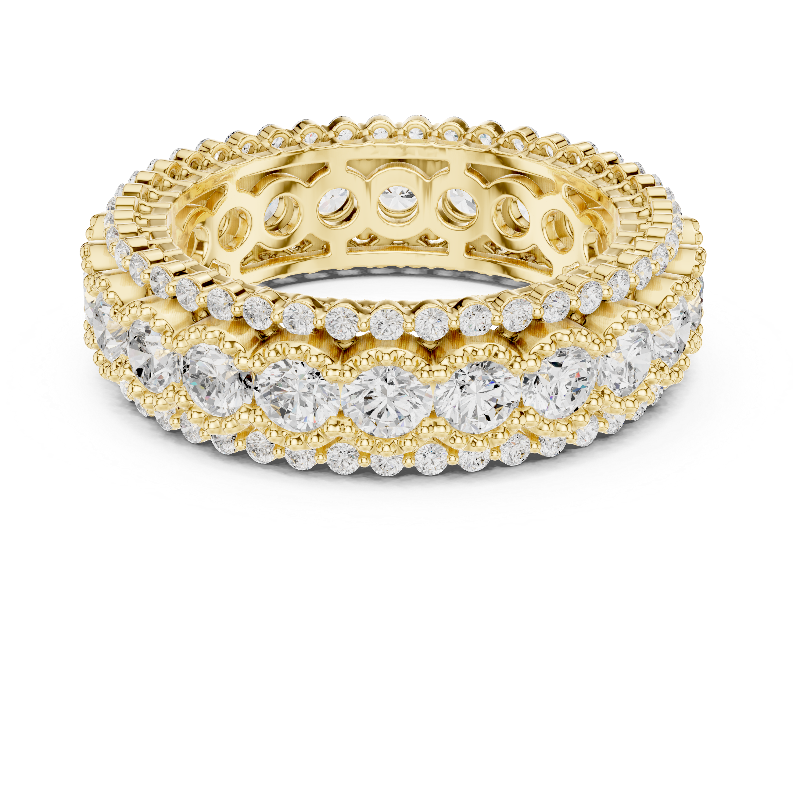 Ornate Three-Row Diamond Eternity Ring