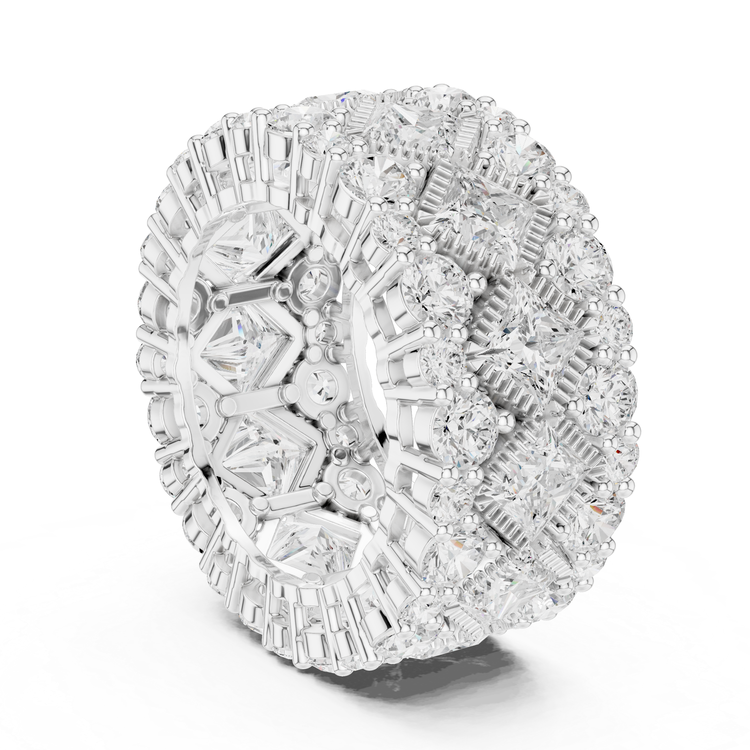 Luxury Wide Princess & Round Diamond Eternity Ring