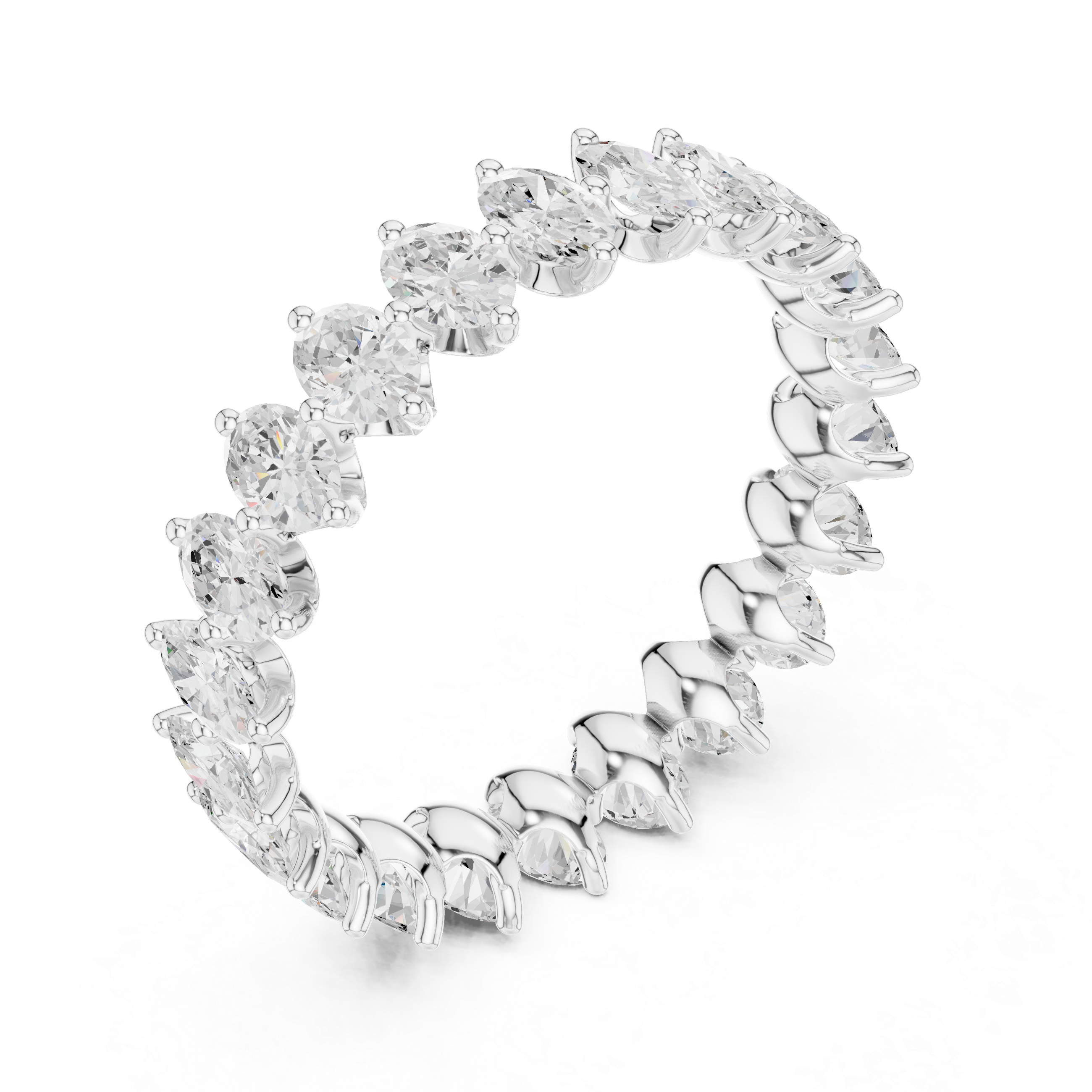 Oval Diamond Eternity Wedding Band