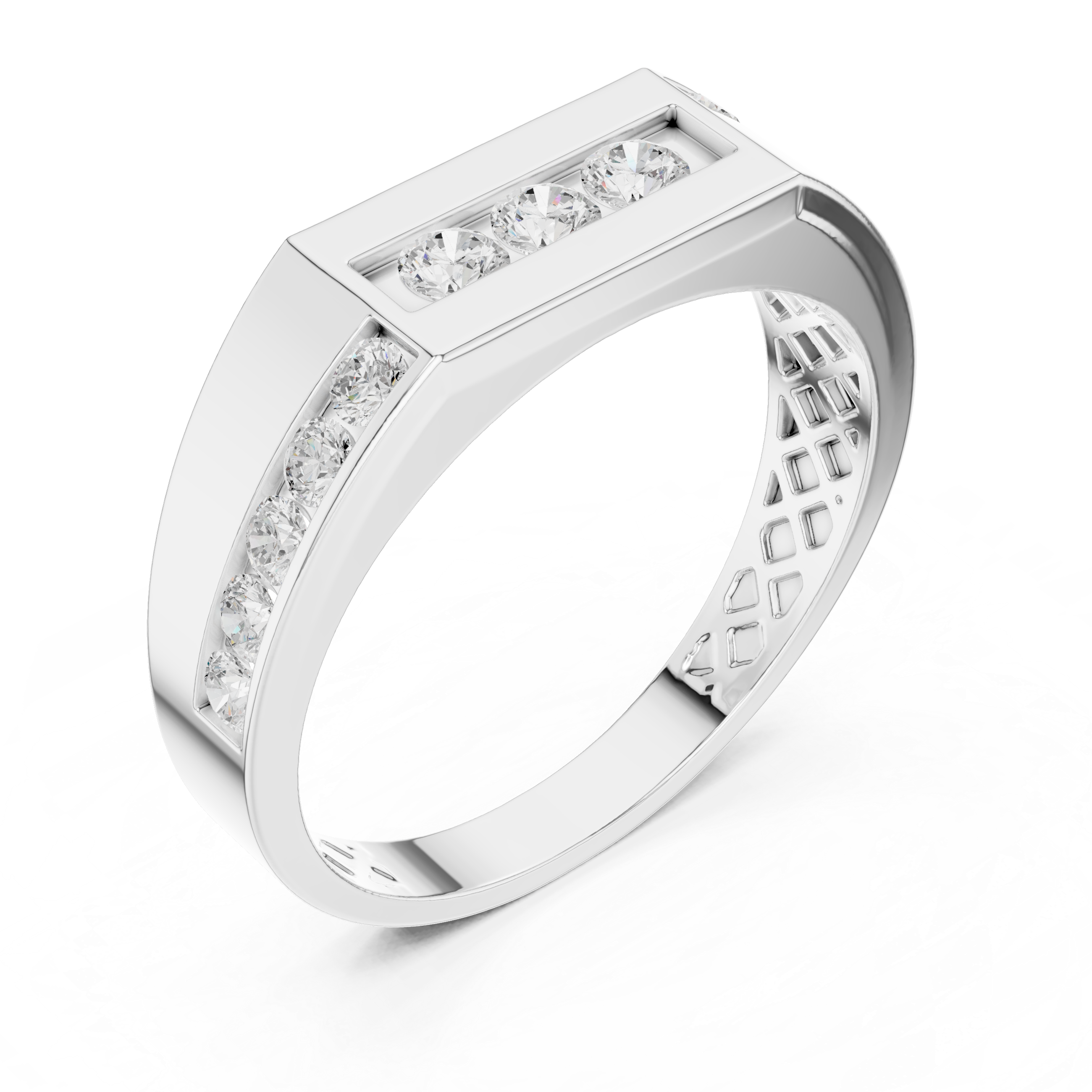 Modern Triple Diamond Channel Ring