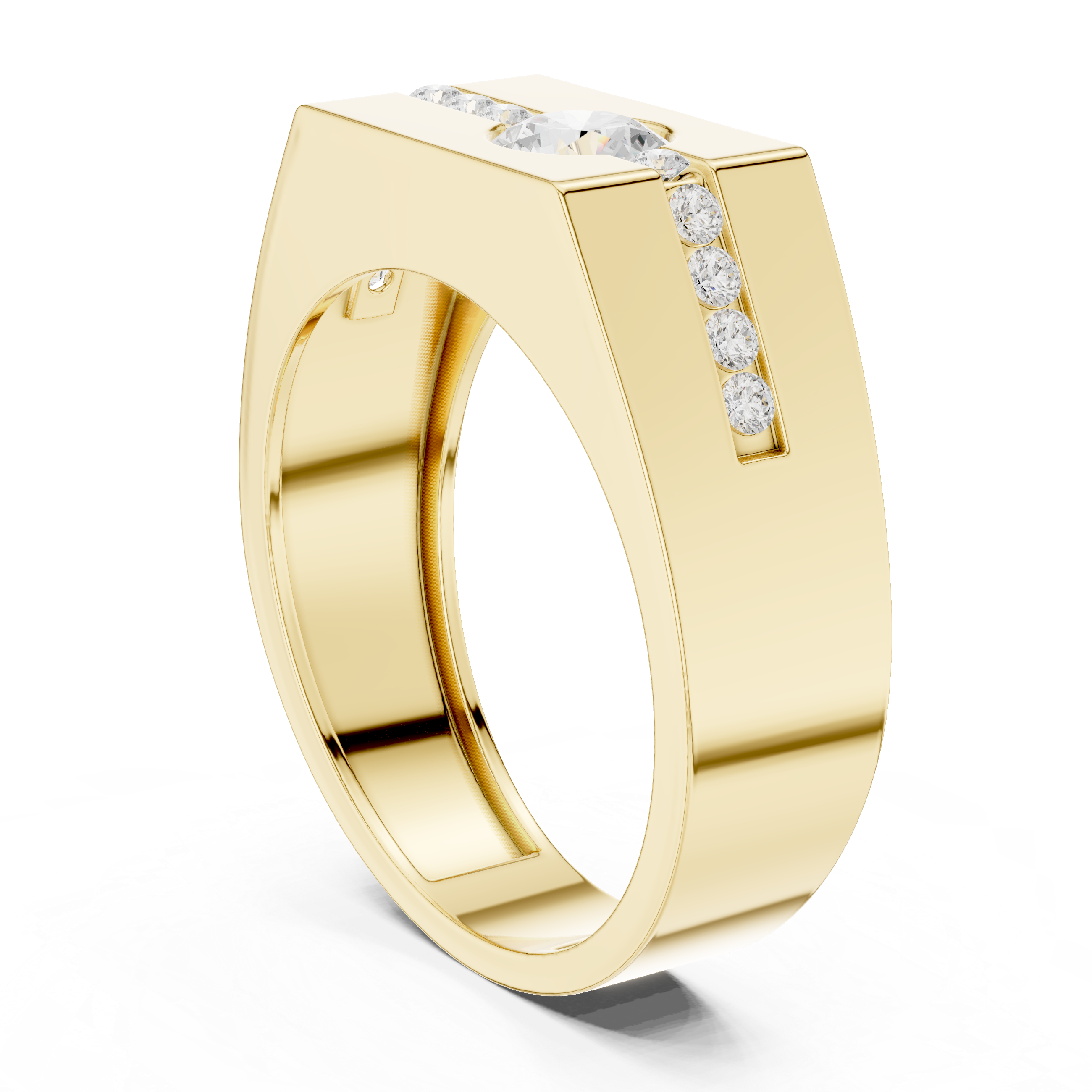 Modern Flush Set Diamond Signet Ring
